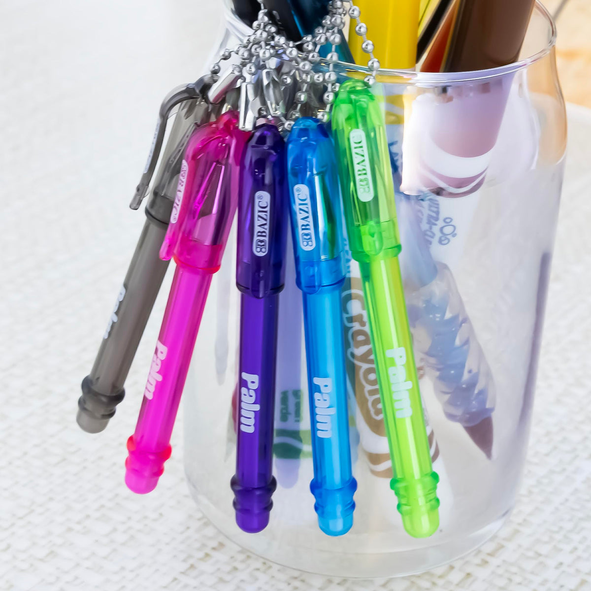 BAZIC PRODUCTS Palm Ballpoint Pens, Key Chain, Black Ink, 5 Ct, 12-Pack