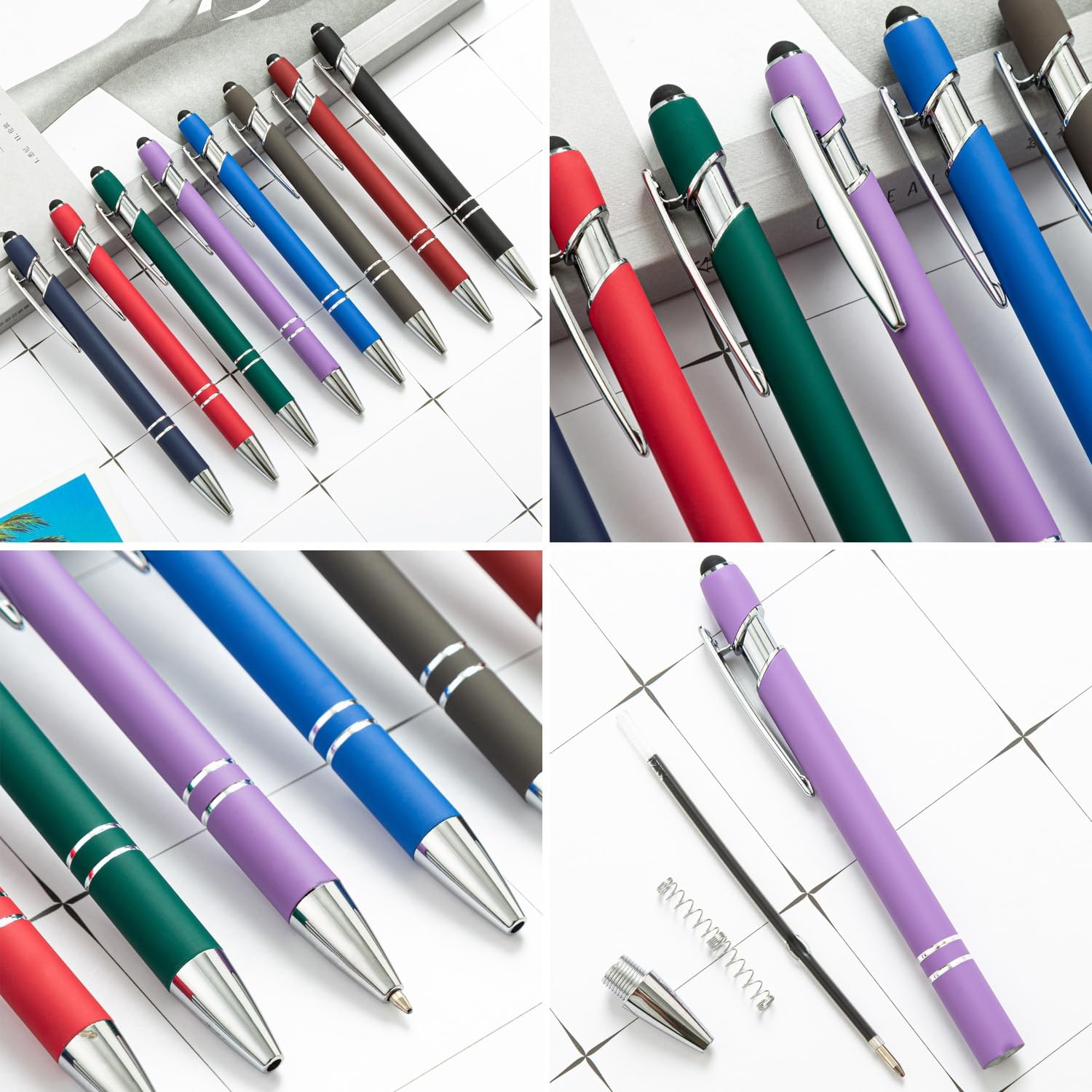 HEYZARDA Custom Pens Ballpoint with Stylus for Events, Orange, 50 Pcs