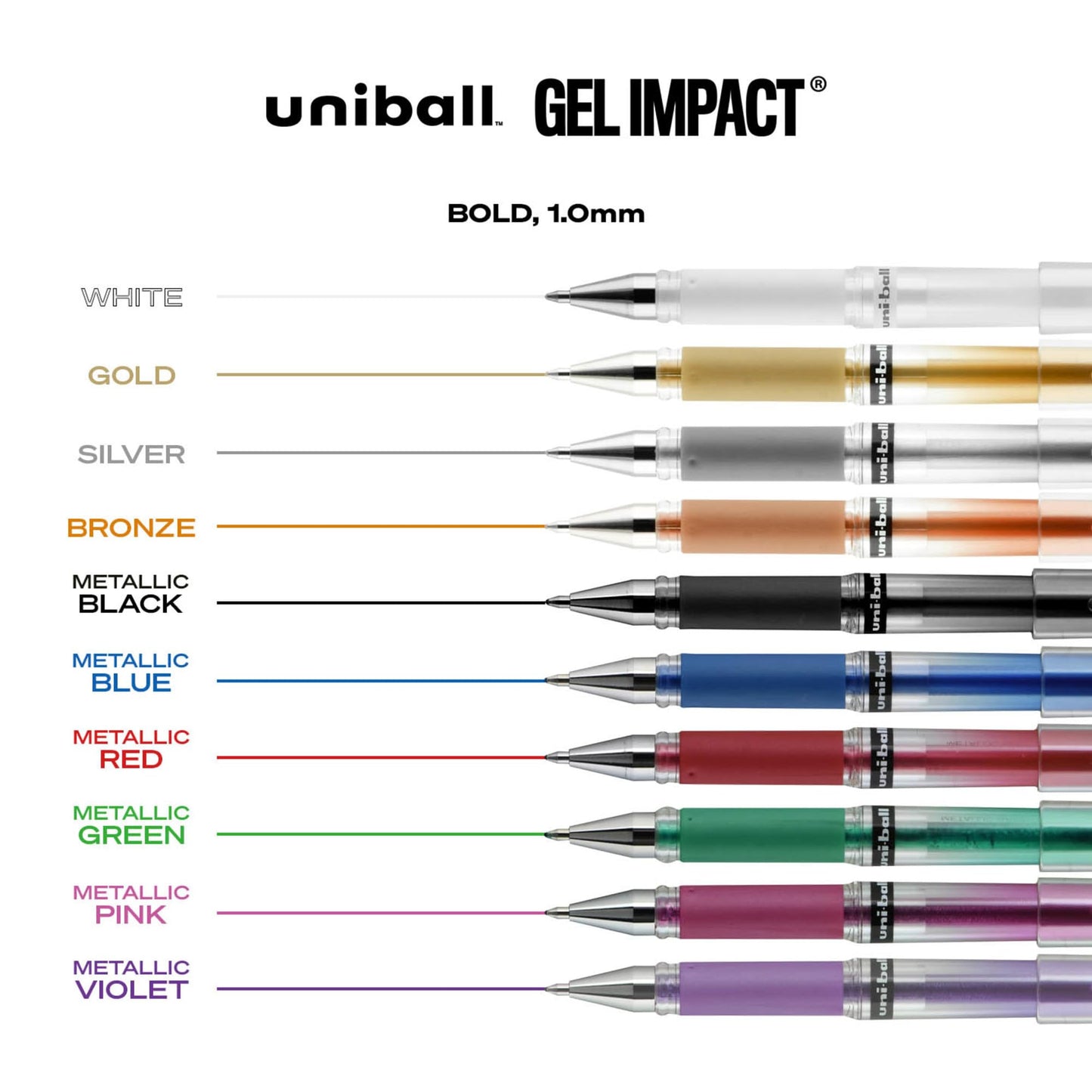 uniball™ Signo Gel Impact Pen Set, Bold (1.0mm), Assorted Ink, 10 Pack