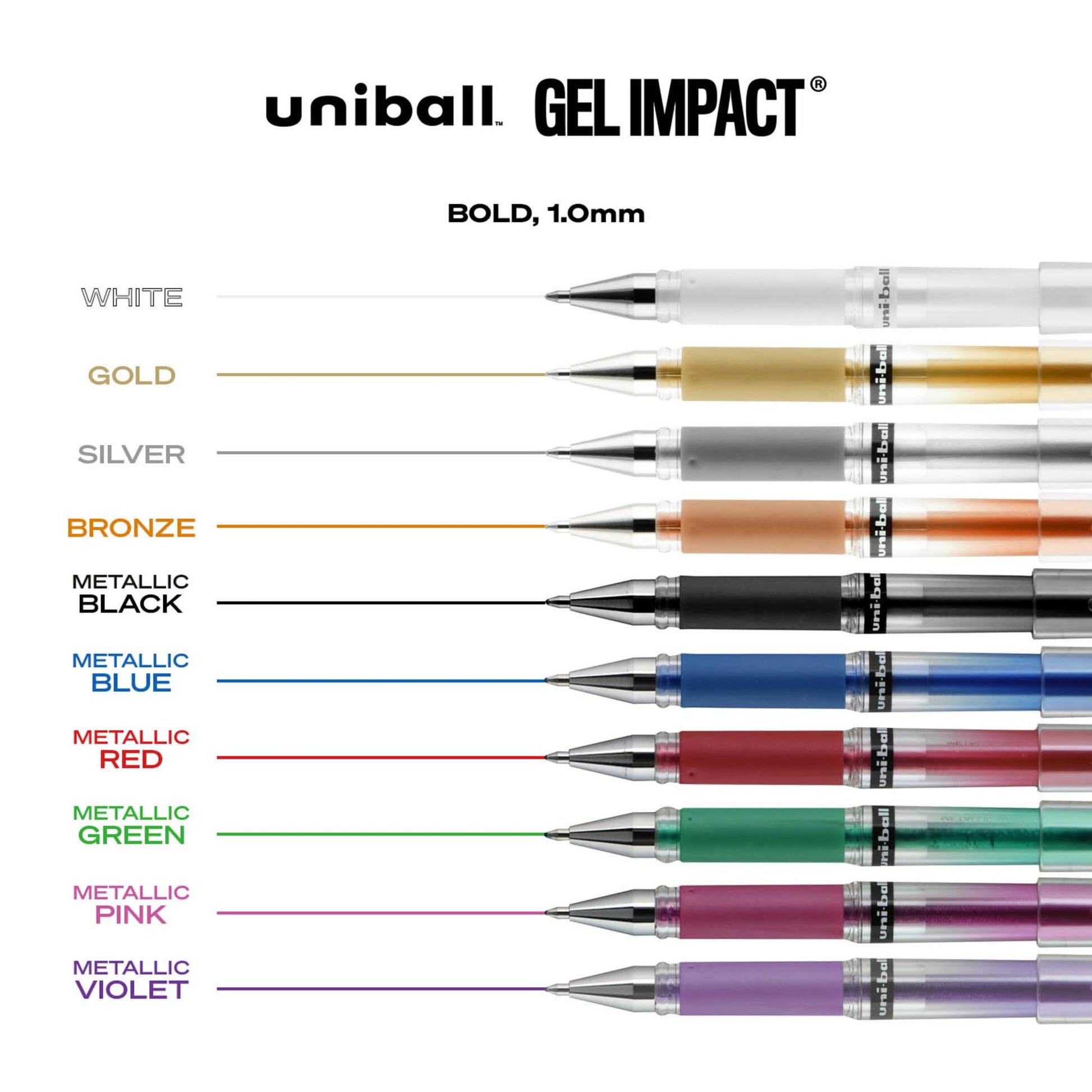 uniball™ Signo Gel Impact Pen Set, Bold (1.0mm), Assorted Ink, 10 Pack
