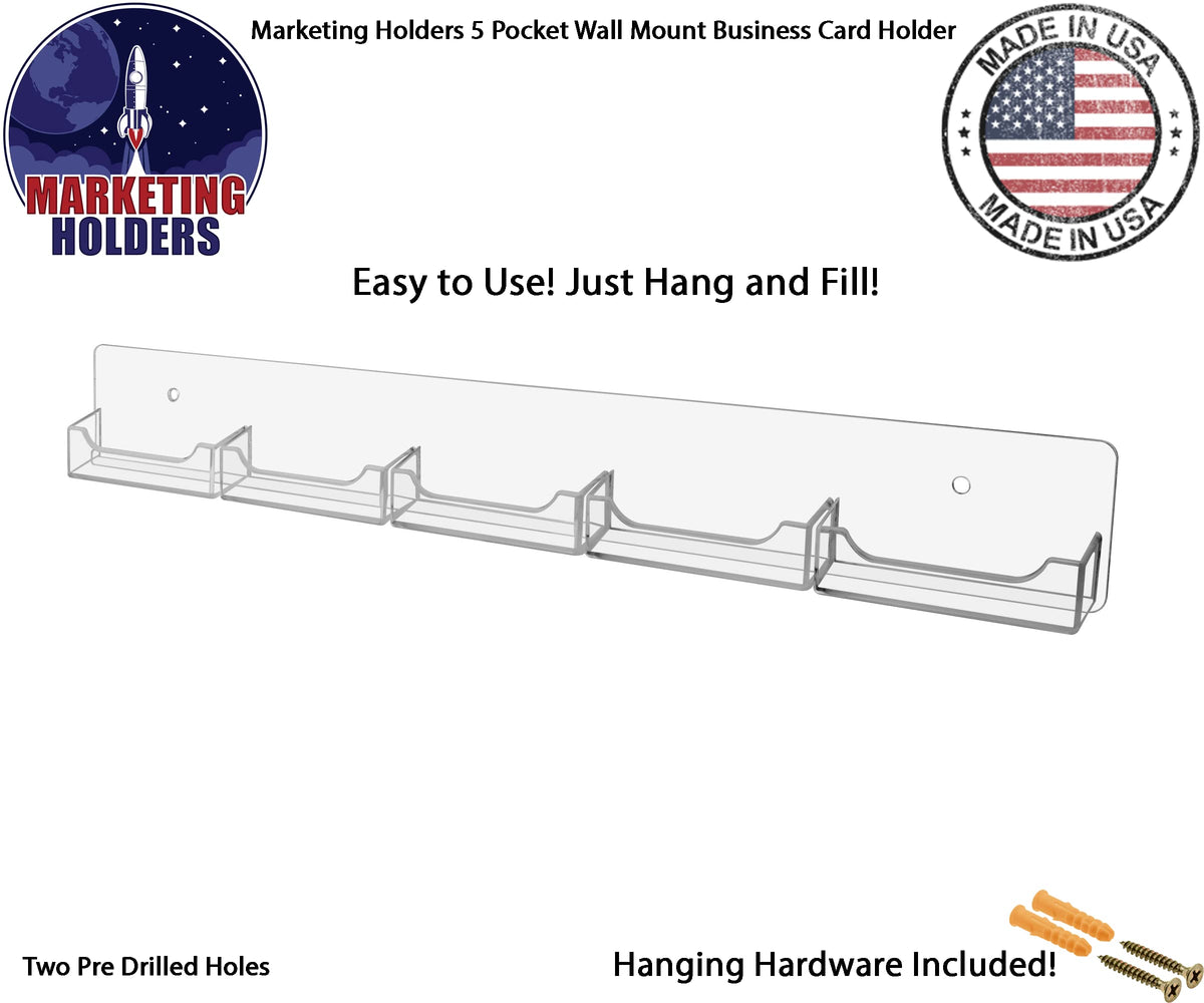 Marketing Holders 4 Pack Wall Business Card Holder with Hanging Hardware for 3.5" x 2" Gift or