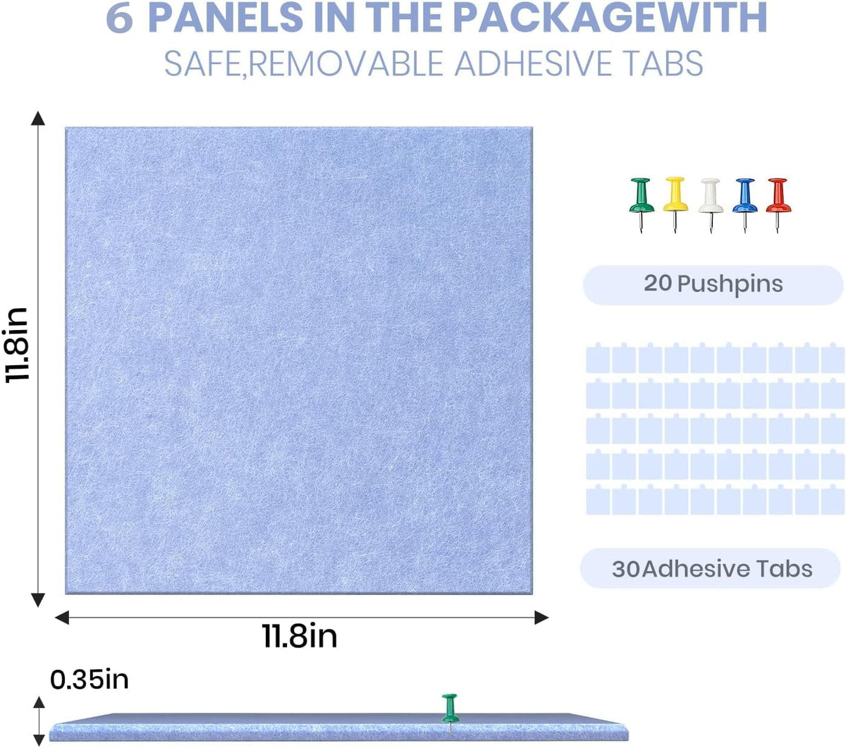 36" x 24" Felt Bulletin Board & Cork Board Alternative, Soft Periwinkle