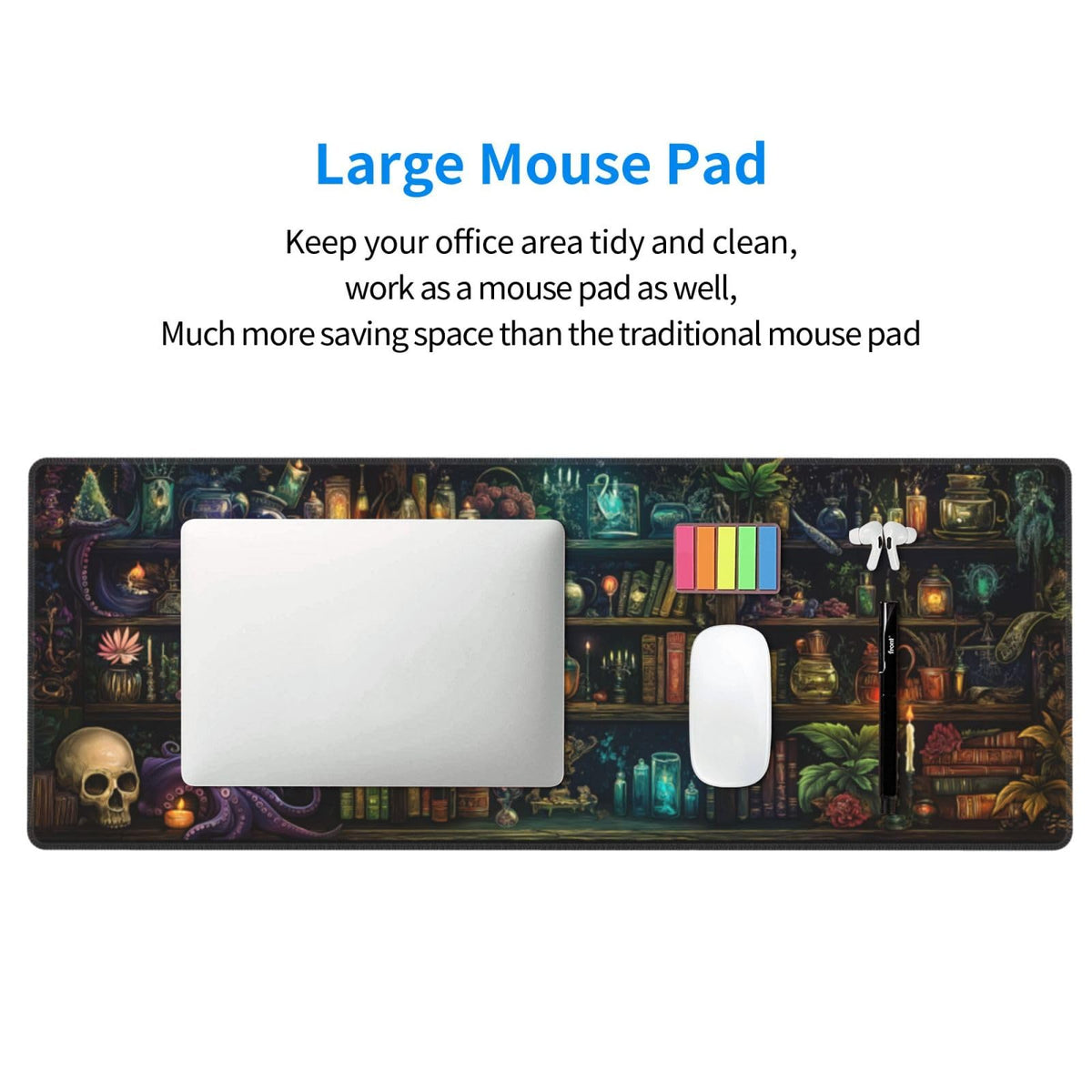 Library Mysterious Mouse Pad XL Large Mousepad Non Slip Rubber Base Desk Mat for Laptop Computer