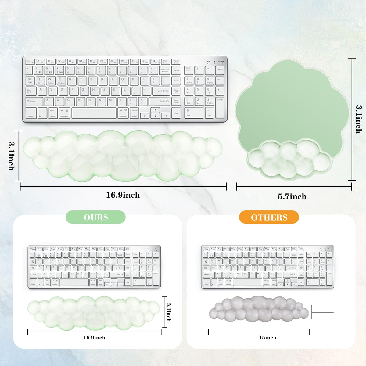 Gel Cloud Keyboard and Mouse Wrist Rest, Cute Wrist Support and Arm Support Rest for Typing Pain