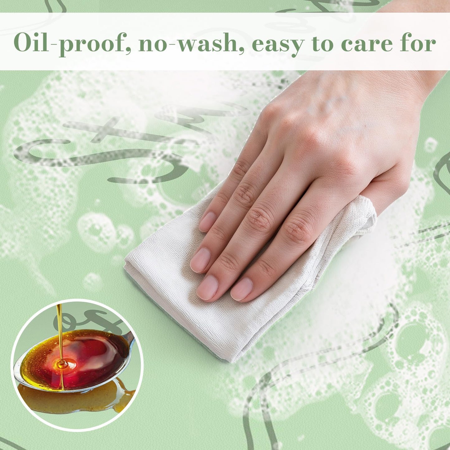 iCasso Green Scalloped Desk Cover Mat, Extra Large Mouse Pad, PU Leather Desk Pad Mat,Waterproof