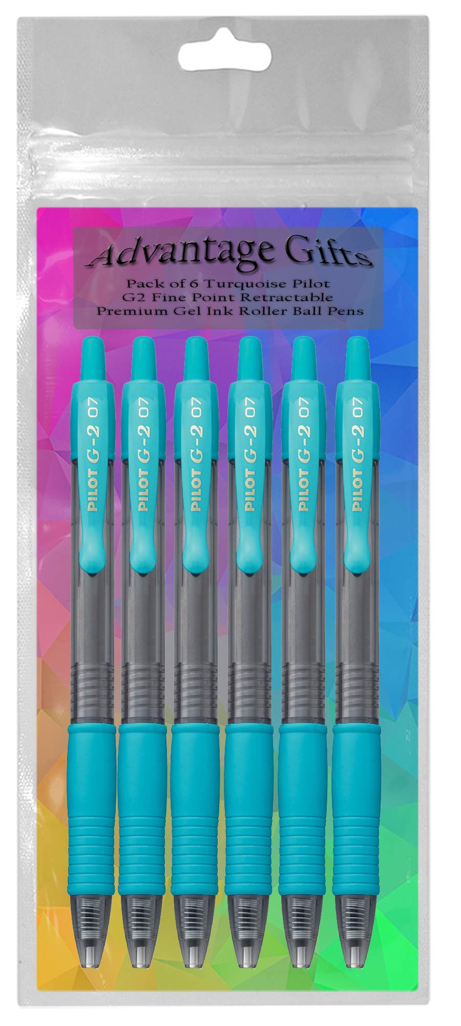 Pilot G2 Retractable Premium Gel Ink Roller Ball Pen (.7mm) Turquoise Ink 6-pk, Refillable &