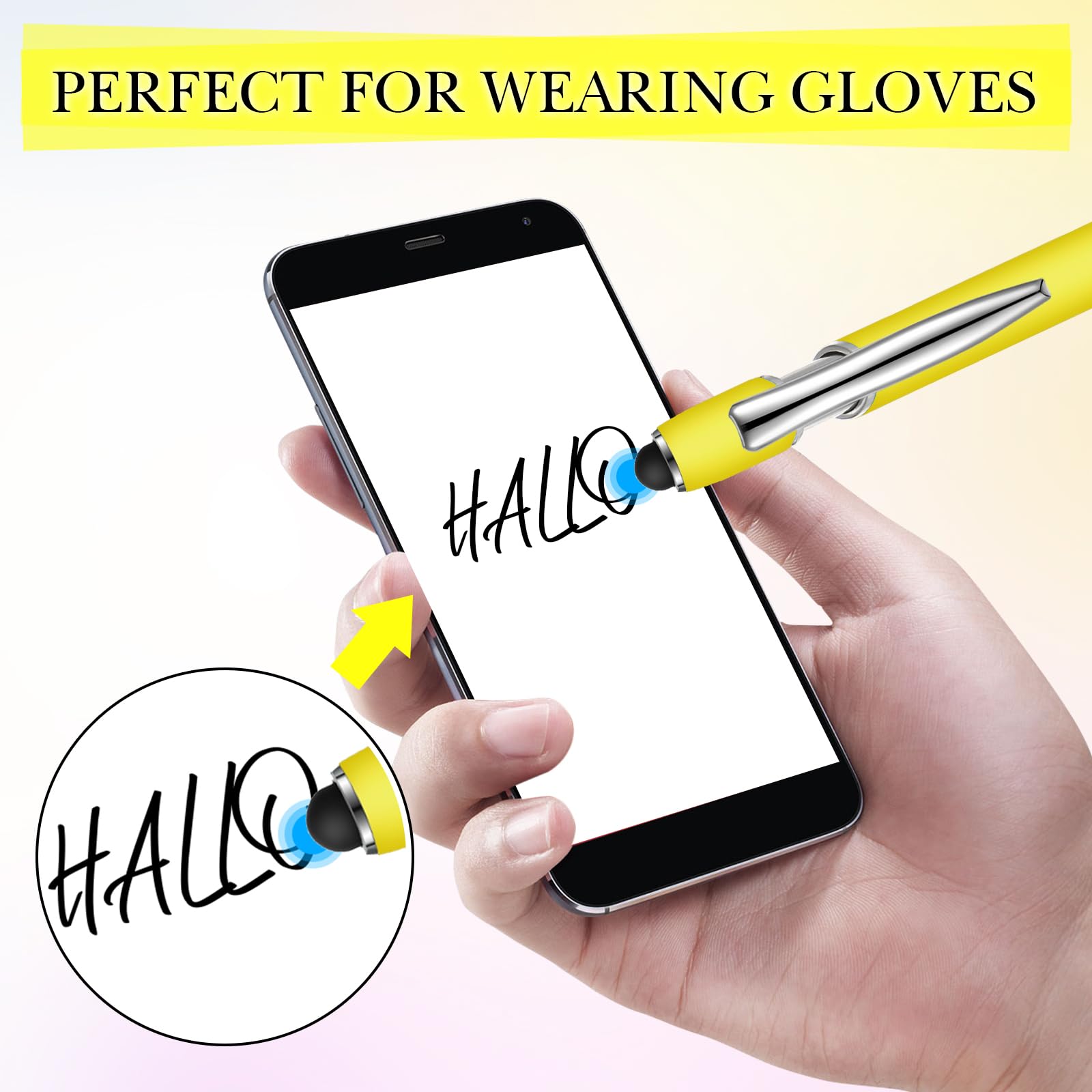 Zonon 38 Pcs Stylus Ballpoint Pens, Metal Rubberized Grip, Yellow