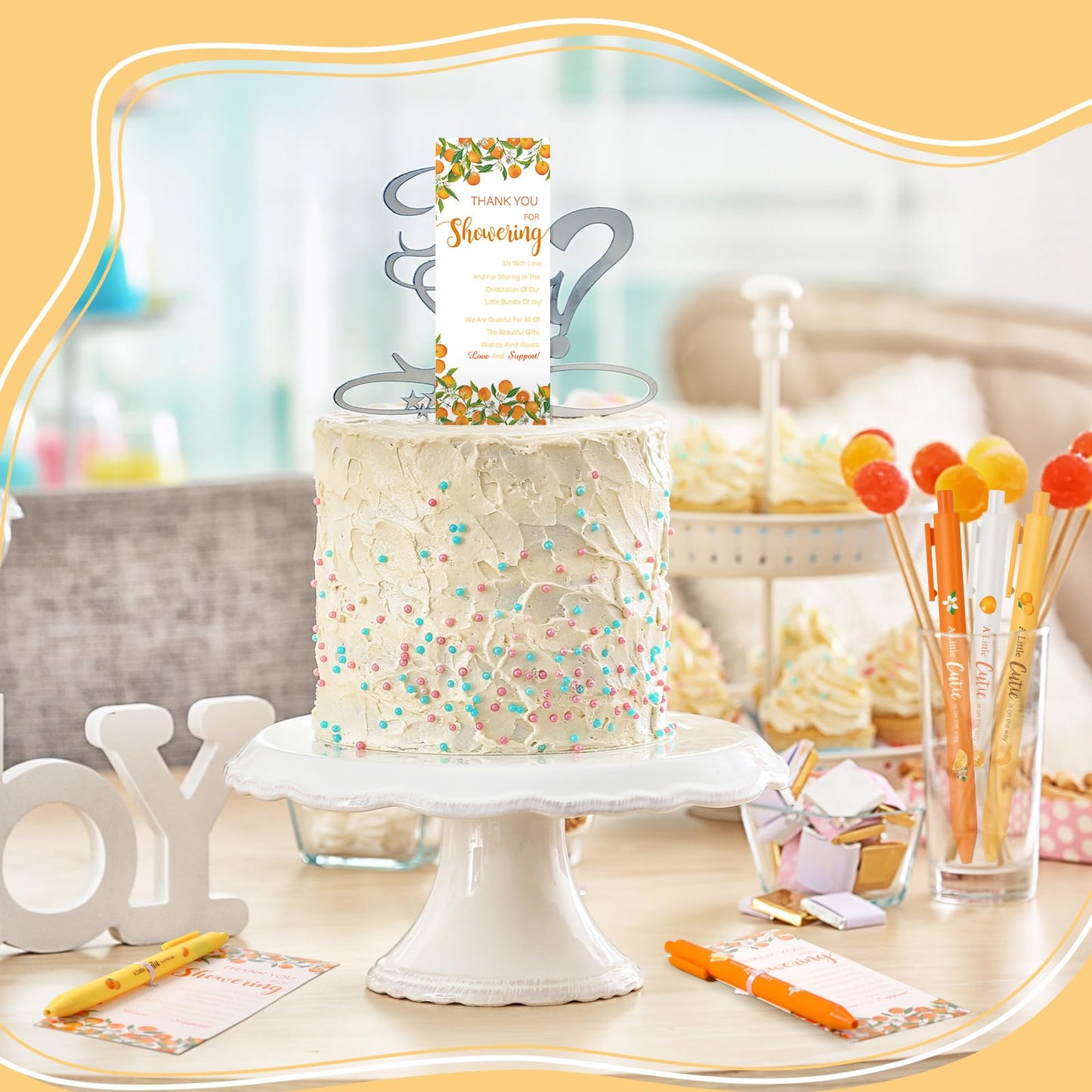 Feifeiya 50 Sets Little Cutie Baby Shower Pens with Thank You Cards Baby Shower Favors for Guests