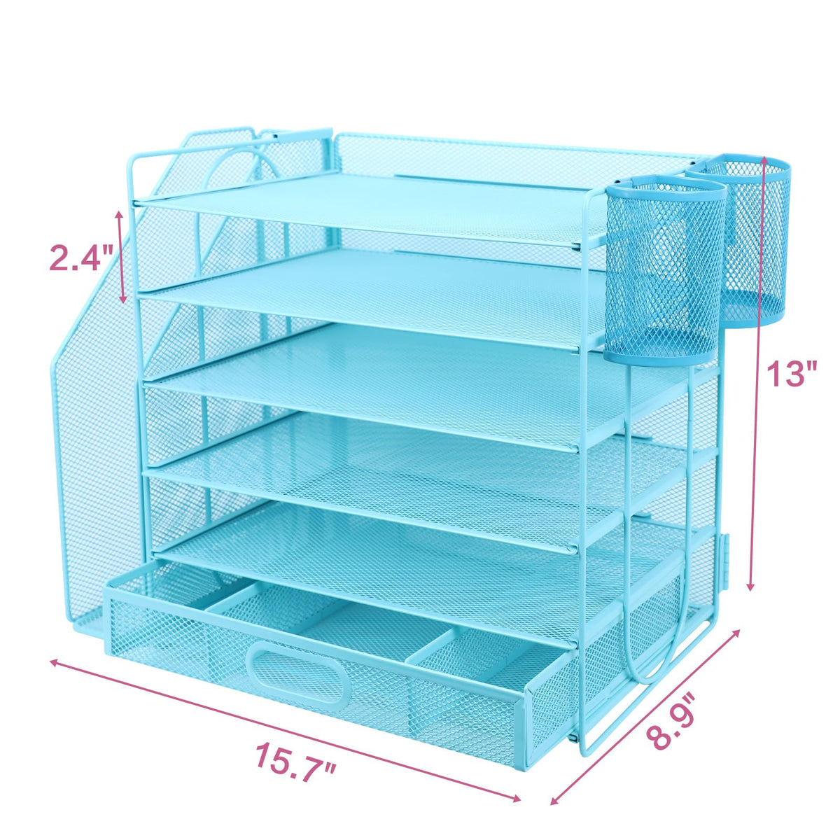 ideallife Desk Organizers and Accessories with File Holder, 6-Tier Paper Letter Tray Organiser with