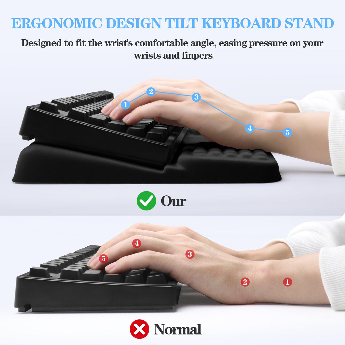 Ergonomic Keyboard Stand with Wrist Rest, Computer Wrist Support Pad
