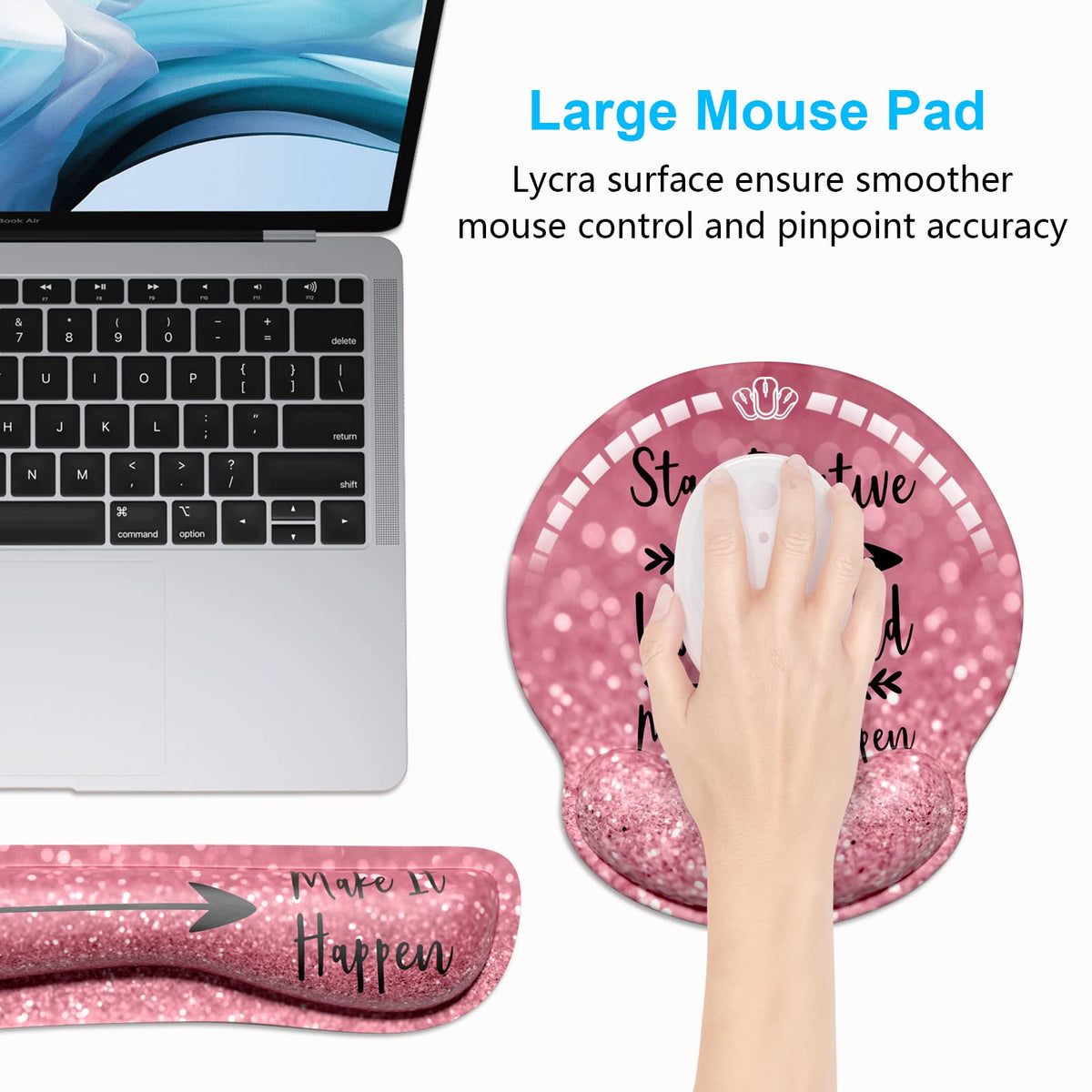 Dapesuom Keyboard Wrist Rest and Mouse Pad with Wrist Support, Cute Memory Foam Cushion for