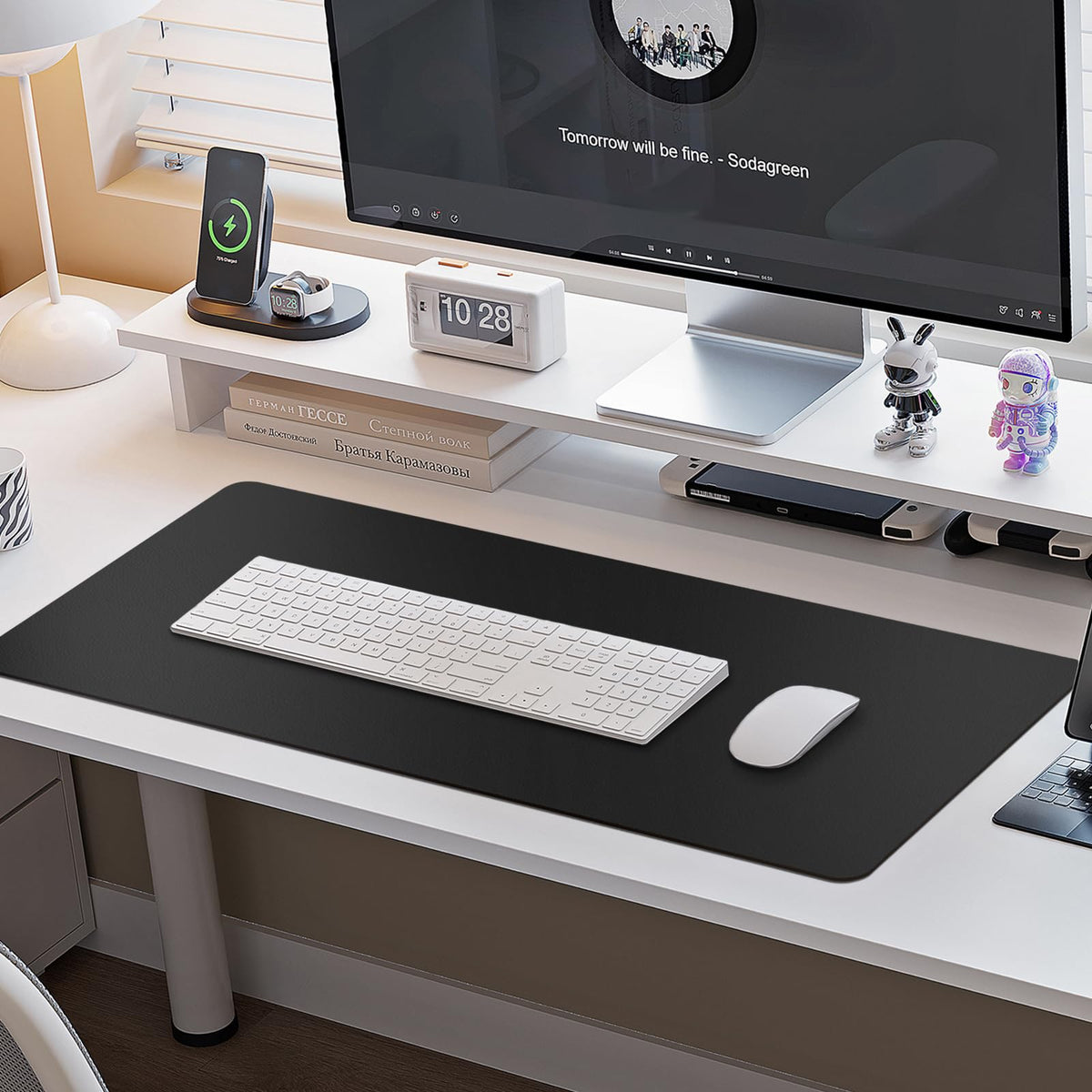 Boutilon Leather Desk Pad Protector,Non-Slip Mouse Pad,Laptop Desk Pad,Office Mouse Mat,Waterproof