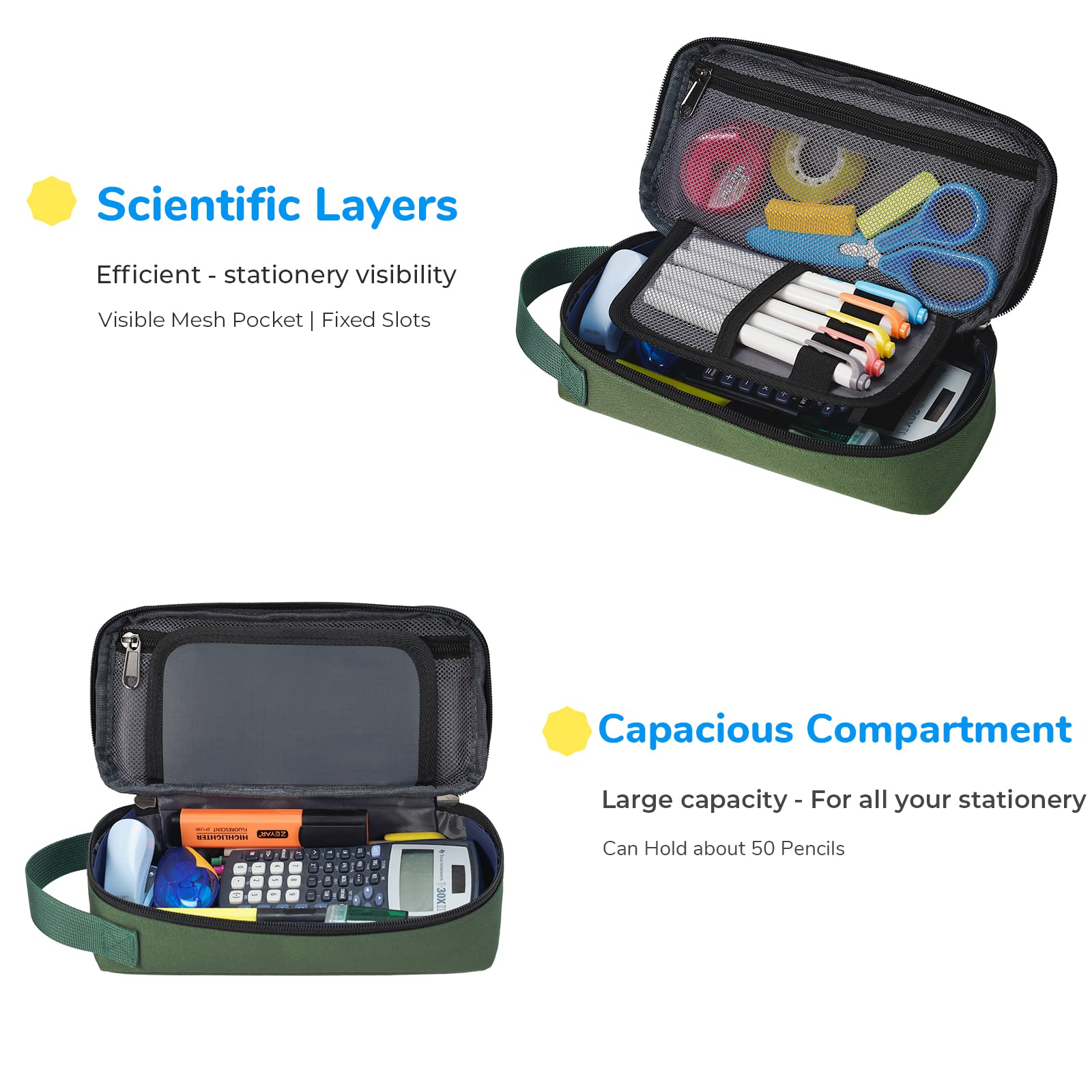 ECHSRT Pencil Case for Men Women, Large Pen Bag for Adults, Portable Pencil Pouch Aesthetic with