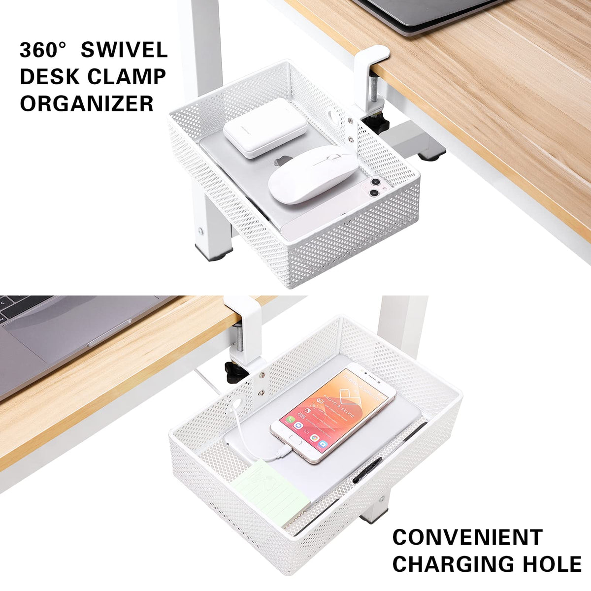 Under Desk Drawer, Clamp on Desk Organizer Hanging Desk Storage Under Table