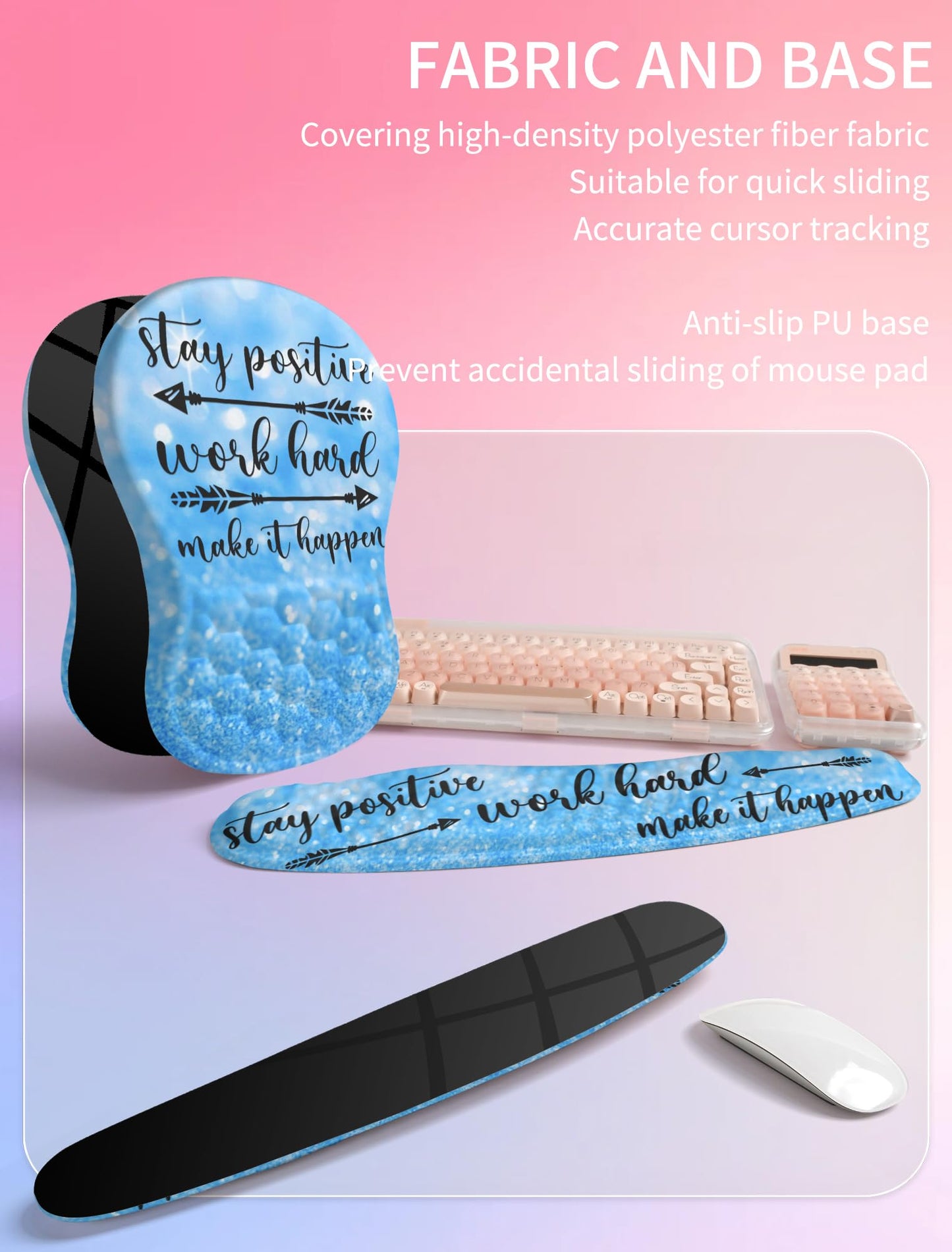 Hokafenle 2in1 Combination, Wave Keyboard Wrist Rest and Ergonomic Curvature Mouse Pad Wrist
