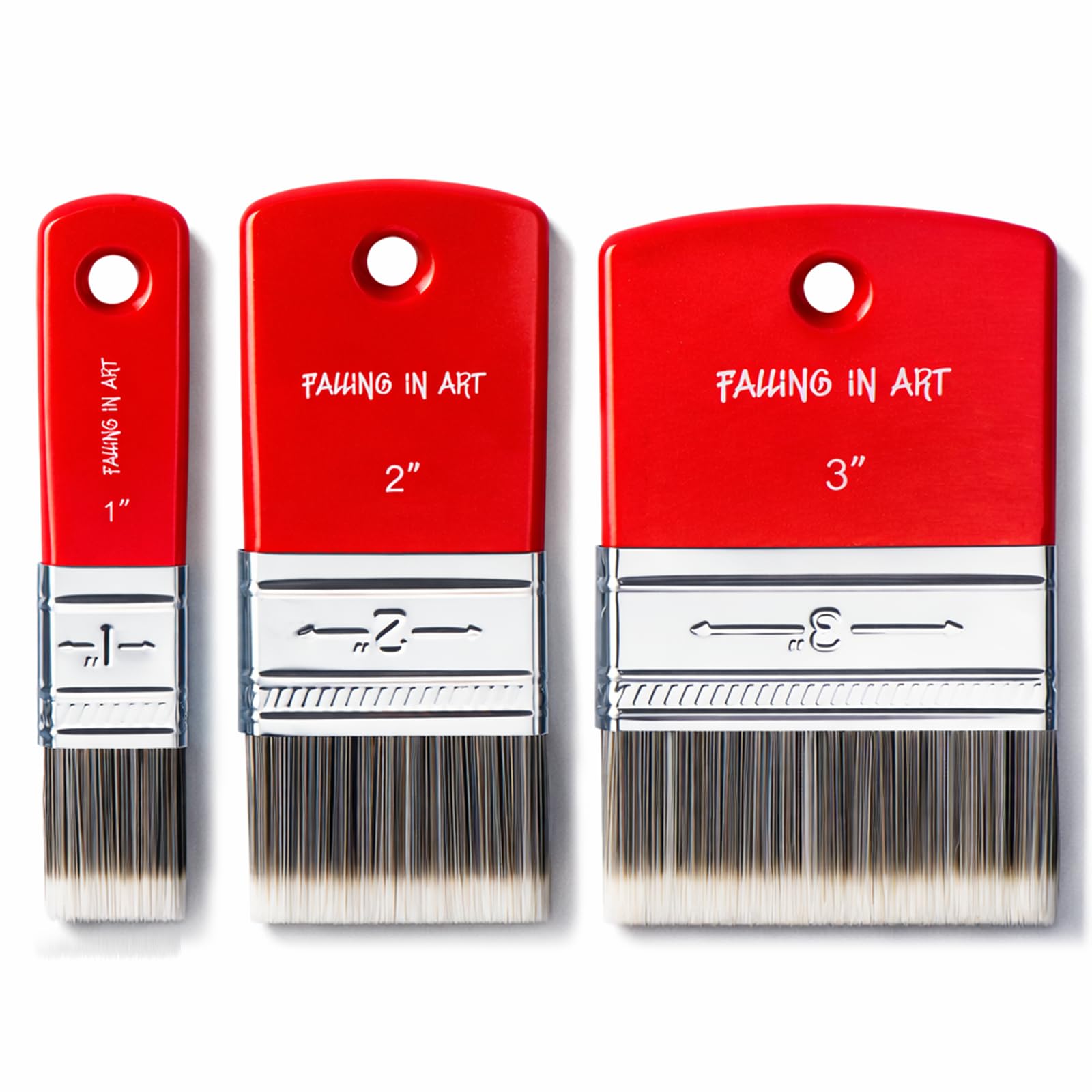 Falling in Art 3 PCS Flat Paddle Paint Brush Set (1'',2'',3'')