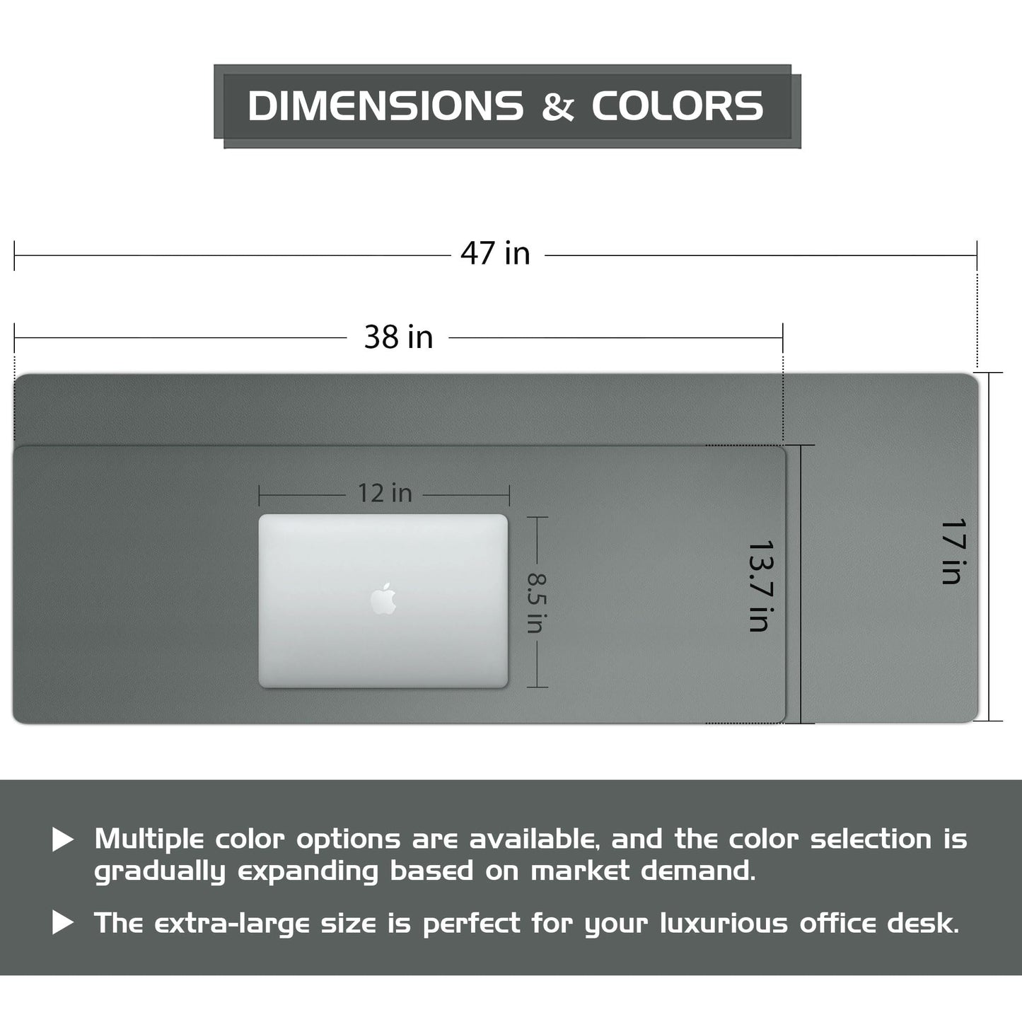 Aothia Leather Desk Pad Protector - Large Mouse Pad, Office Mat, Non-Slip PU Leather Blotter