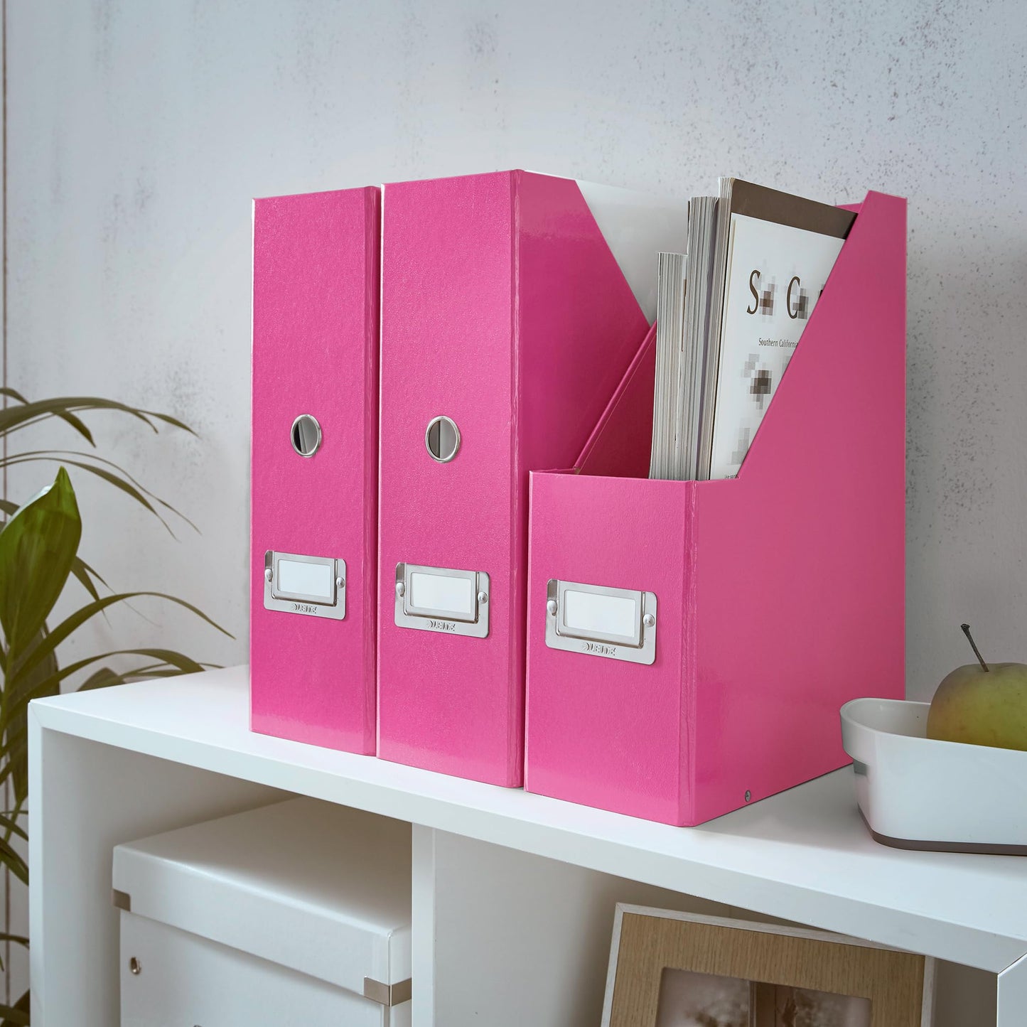 Leitz Magazine File Holder, A4, Cardboard Document Storage Box with Label, Foldable, for Home