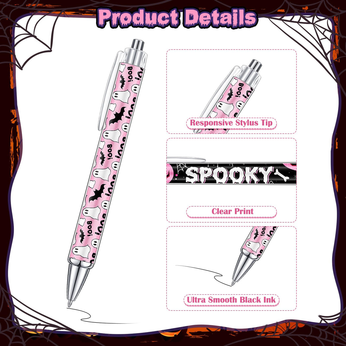 Cholemy 48 Pcs Halloween Pens Bulk Halloween Party Ballpoint Pens