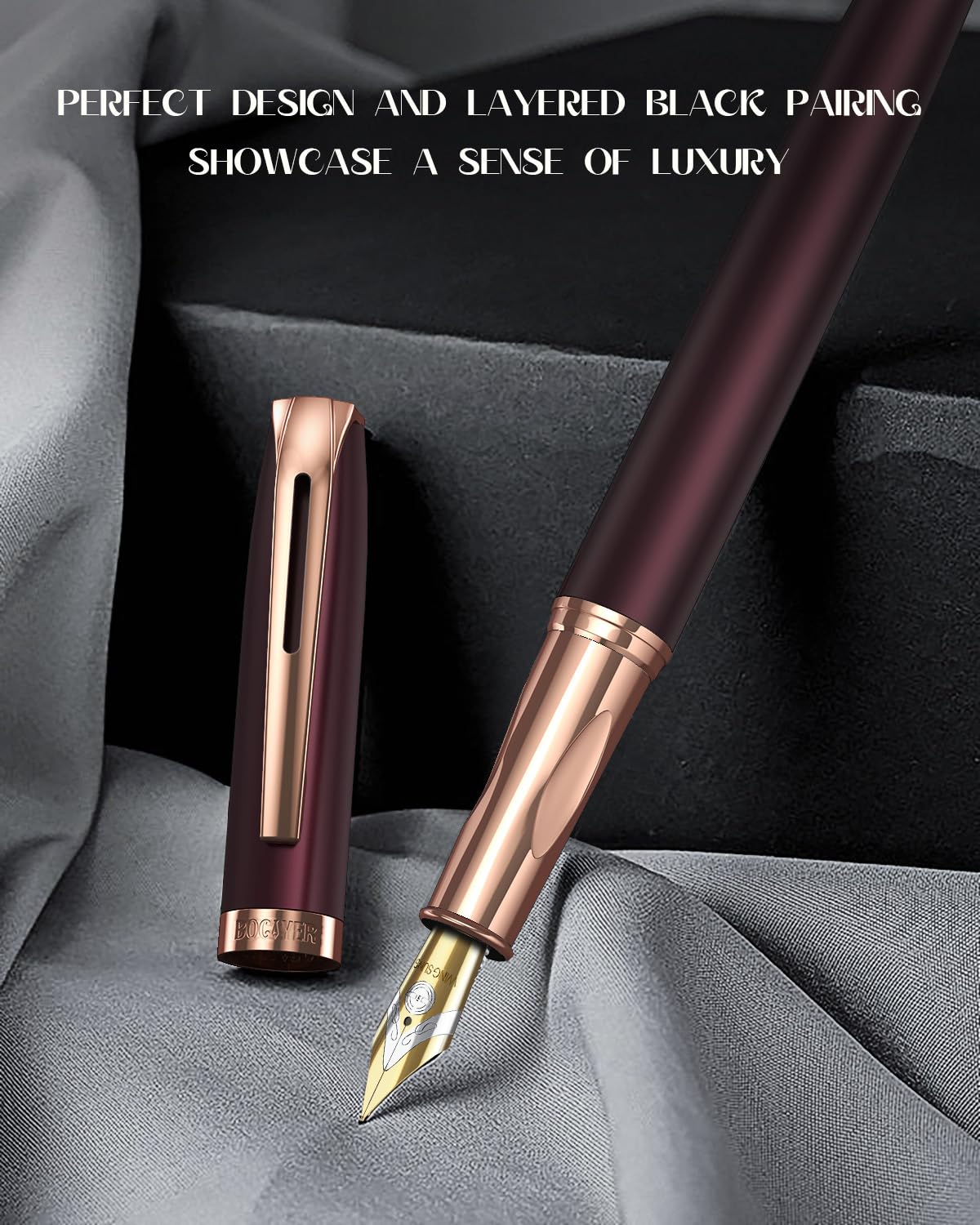 BOCIYER samurai Fountain Pen Set,Hand Polished Medium Nib,Calligraphy Nib(Bent Nib),Includes 8 Ink
