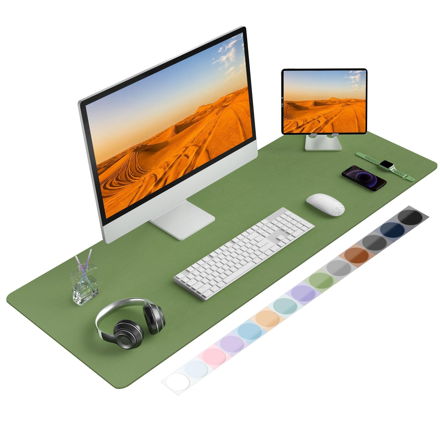 Roslim Leather Desk Pad Protector,Mouse Pad,Non-Slip Computer Mat for Desk,PU Leather Office Desk