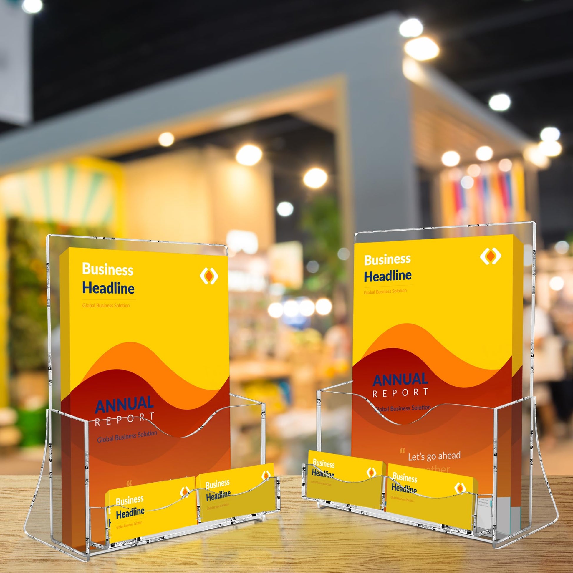 zavekia 2 Pack Acrylic Brochure Holder With business card holder, 8.5 x 11 inches Clear Acrylic