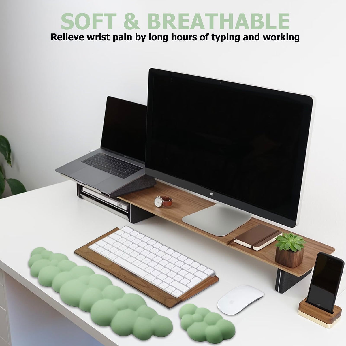 Cloud Wrist Rest Keyboard, Ergonomic Keyboard Wrist Rest, Pastel Green