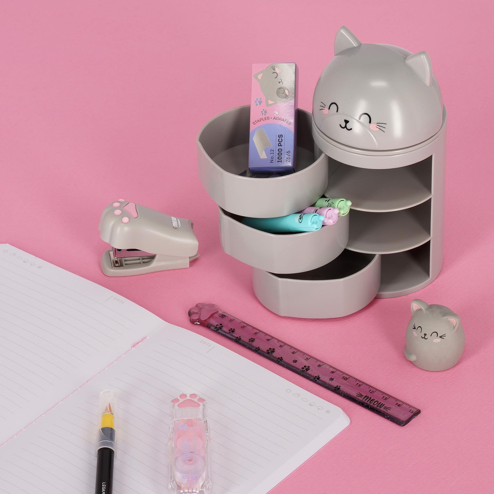 Legami - Desk Organiser, Desk Organiser with 3 Side Opening Drawers, Top Compartment with Sliding