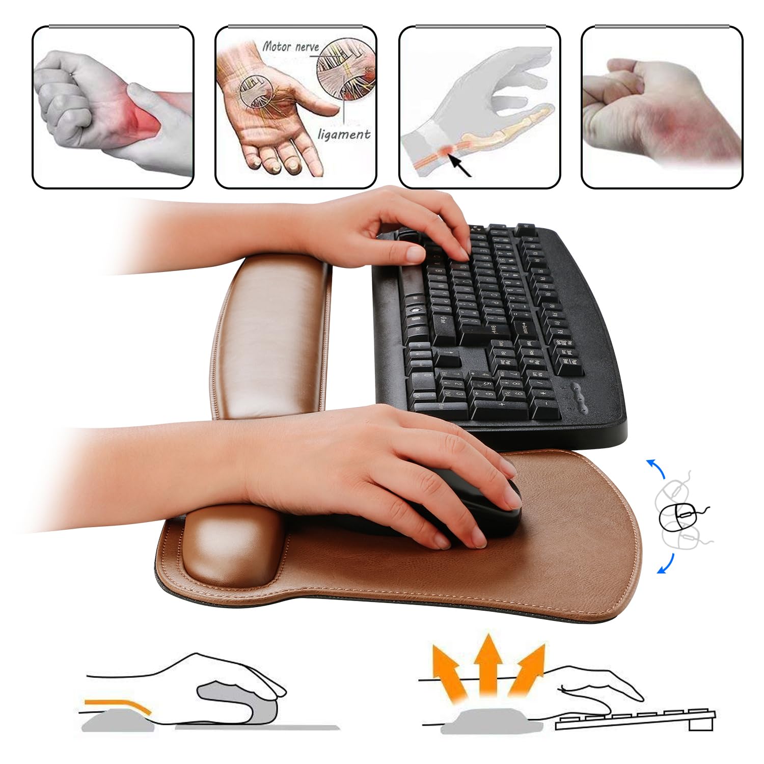 RICHEN Keyboard Wrist Rest Pad and Mouse Wrist Rest Support Mouse Pad Set,Sturdy & Comfortable &
