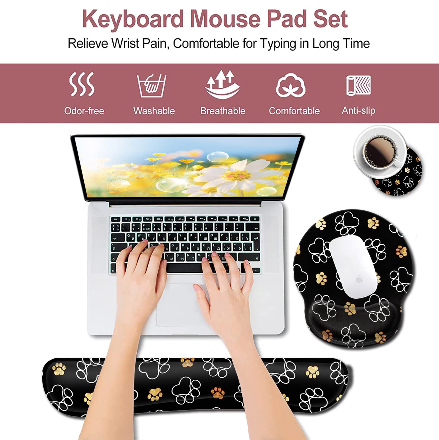 Ergonomic Mouse Pad with Wrist Support Gel Mouse Pad, Non-Slip Laptop Computer Keyboard Mousepad