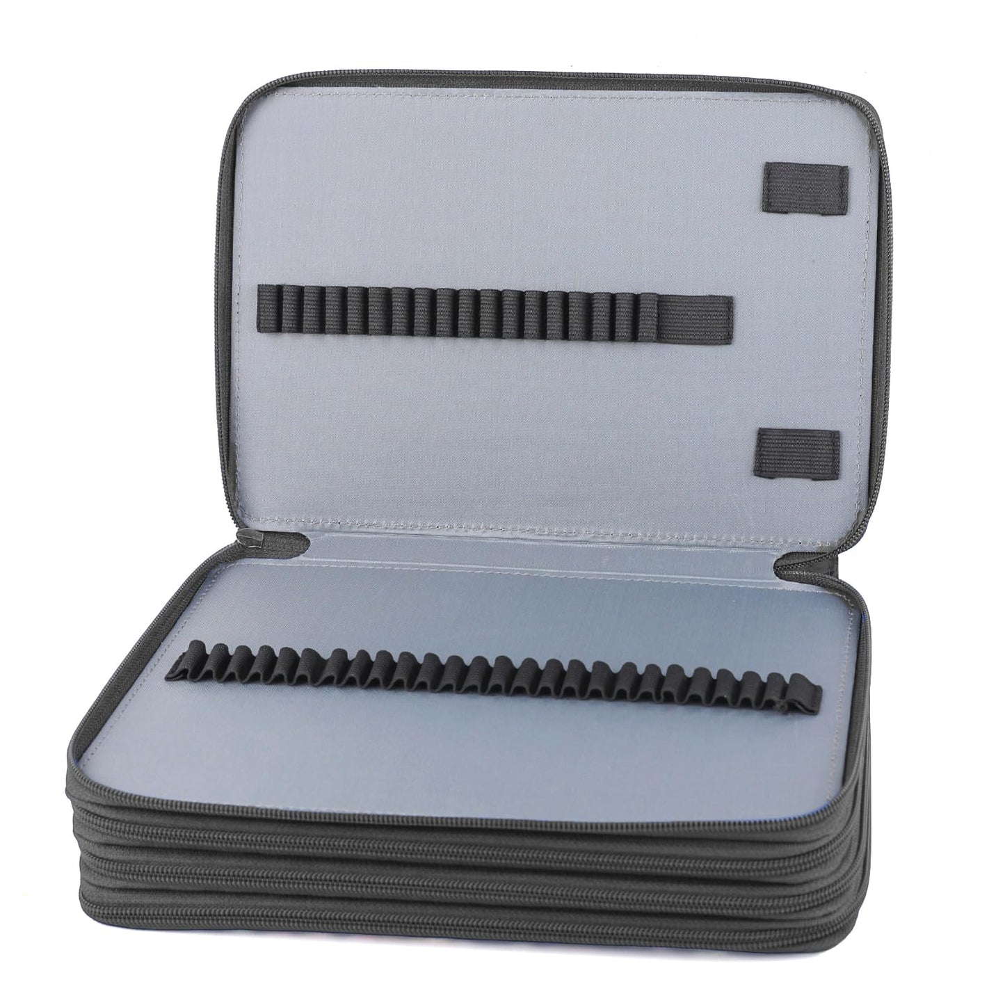 Vomgomfom 200 Slots Pencil Case 4-Layer PU Leather, Handle, Solid Black