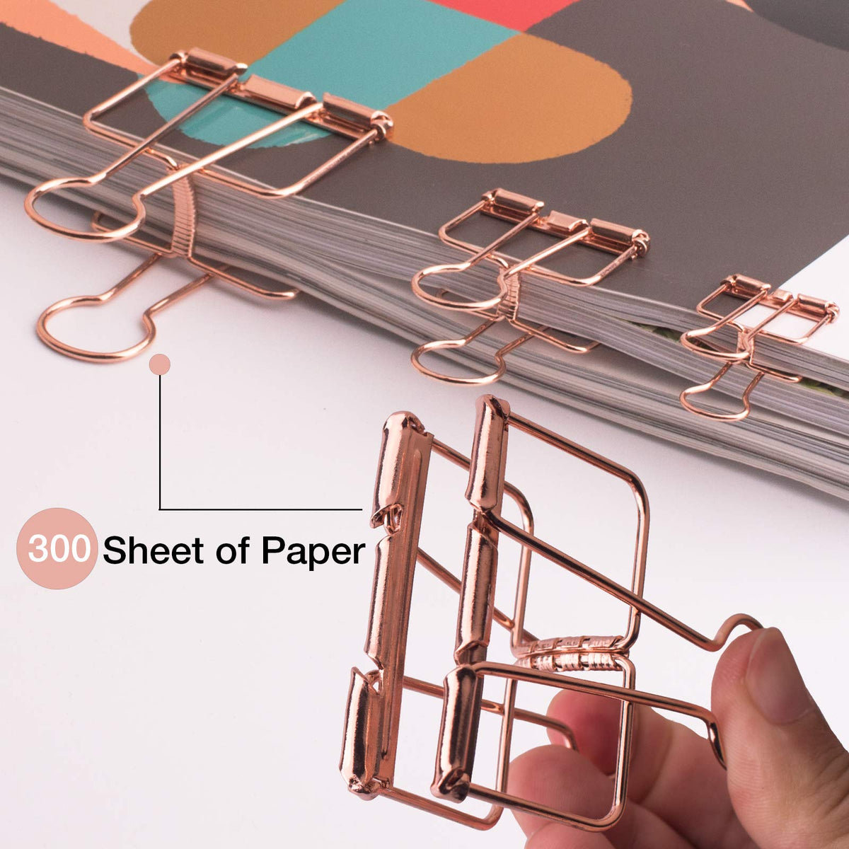 Rose Gold Wire Binder Clips & Paper Clips Set, Assorted Sizes