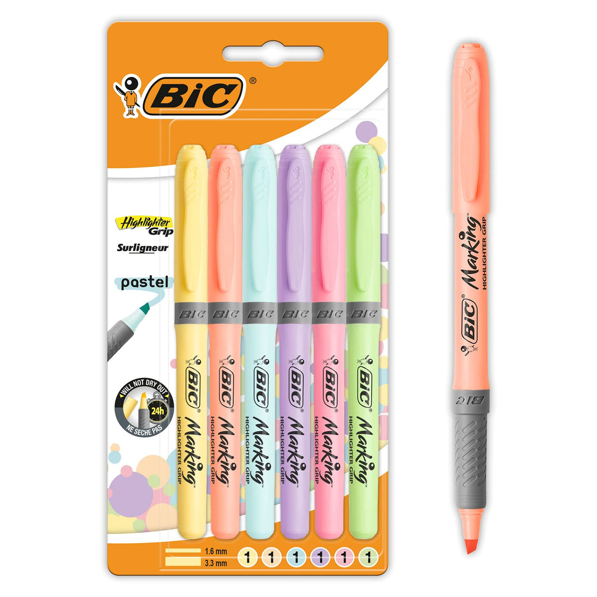 Bic Pastel Stationery Set with Felt Pens, Mechanical Pencils, Highlighters, and Fineliners