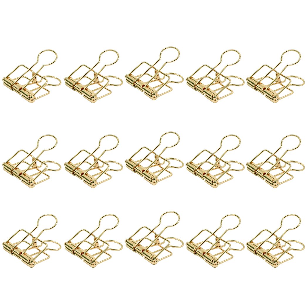 Zoohot 32mm Gold Metal Binder Clips - Pack of 15