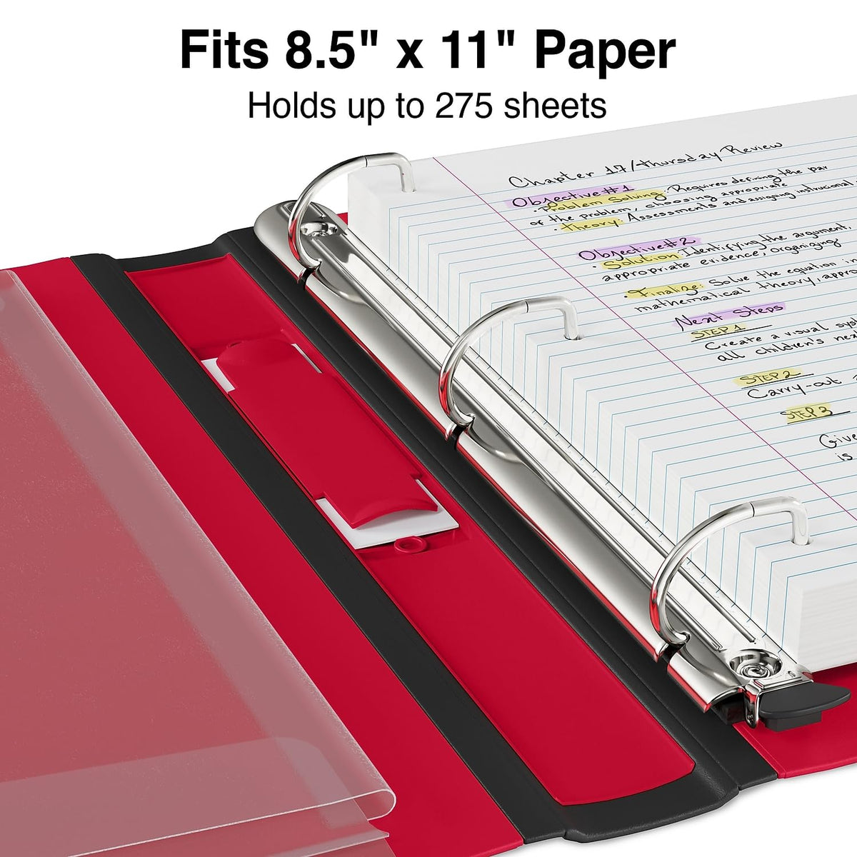 Staples Better Binder, 1-Inch 3-Ring View, Red, 3-Pack