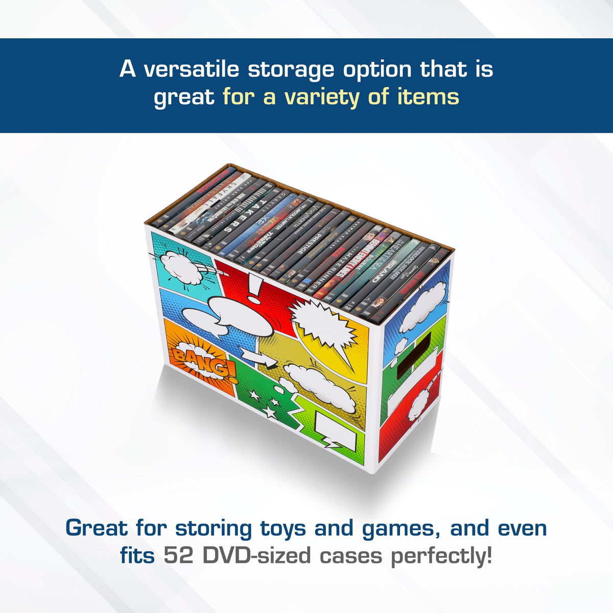 BCW Pow! Comic Book Storage Short Box - 2 Pack | Color Comic-Inspired Artwork | Holds 150–175