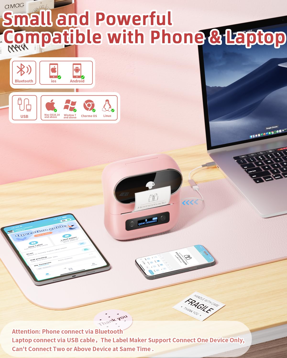 Phomemo M220 Bluetooth Label Maker,Portable Thermal Printer