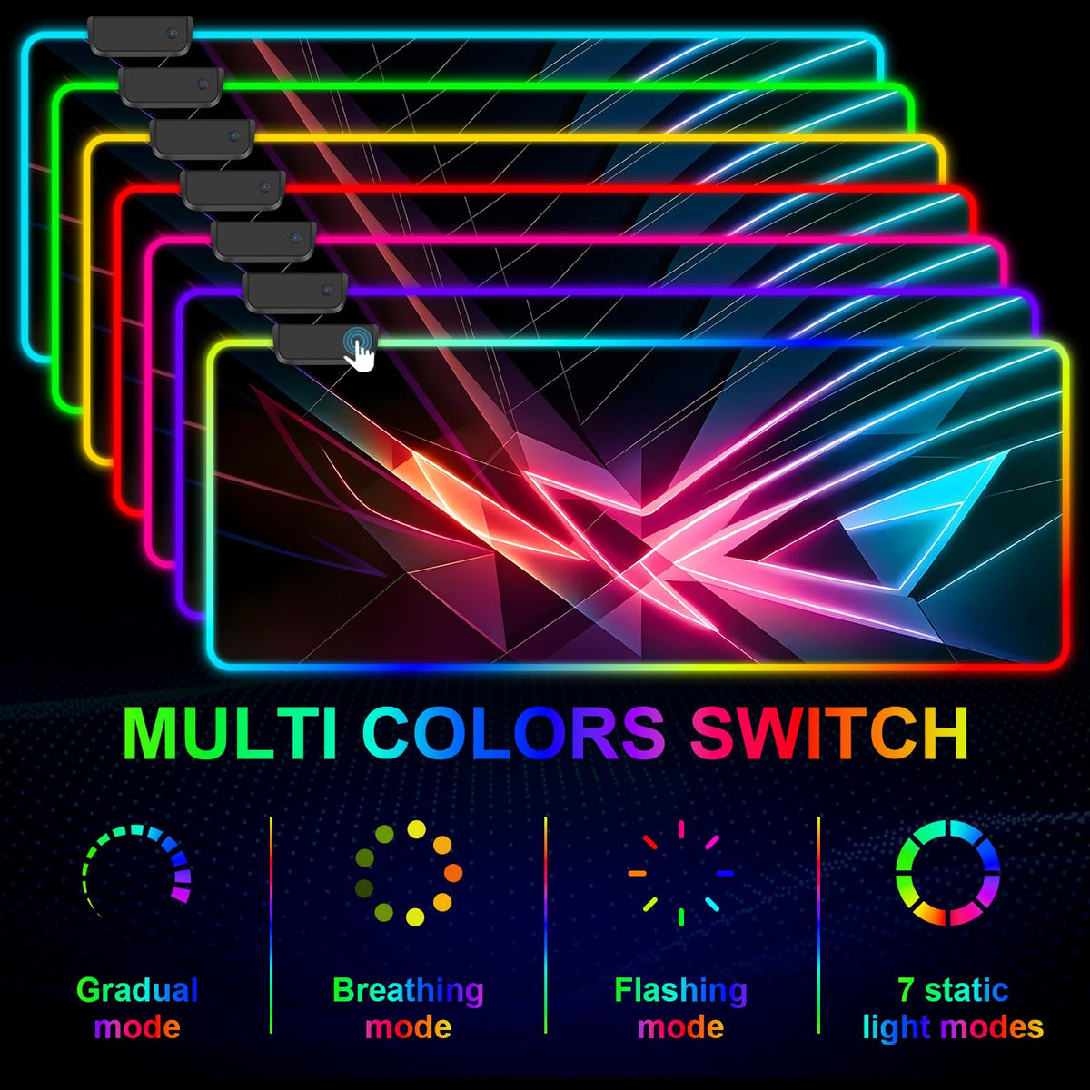Mouse Pad 31.5 X 11.8 Inches RGB Mouse Mat with 13 Light Modes