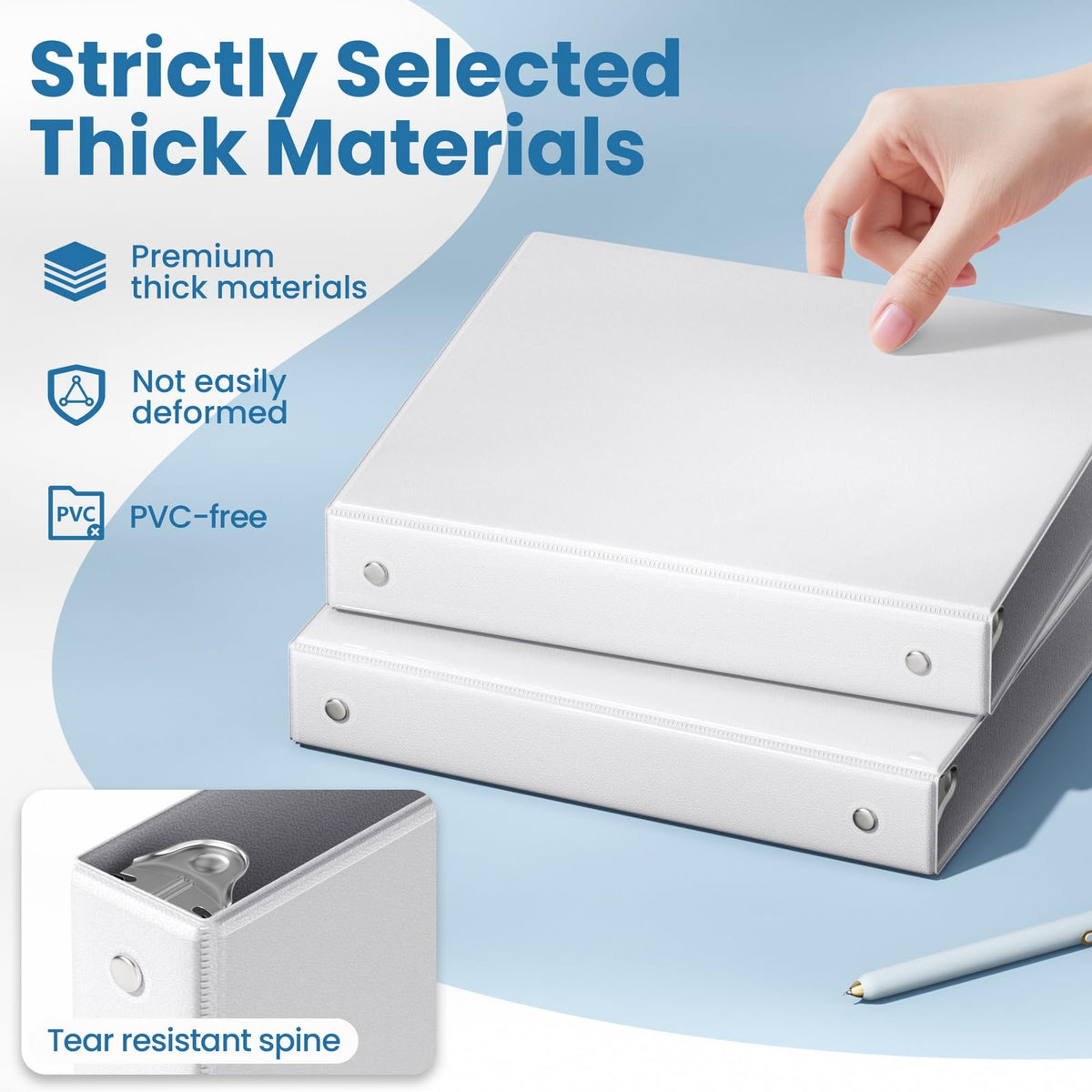 SUNEE 1 Inch Binders 3 Ring 10 Pack Bulk, PVC-Free Clear View 1" Binders (Fits 8.5x11 Inches) for