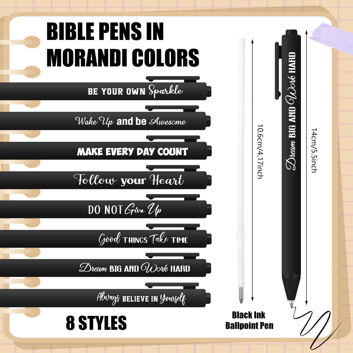 Sayglossy 80 Pcs Motivational Pens Christian Ballpoint Pens Inspirational Quotes Writing Tool Small