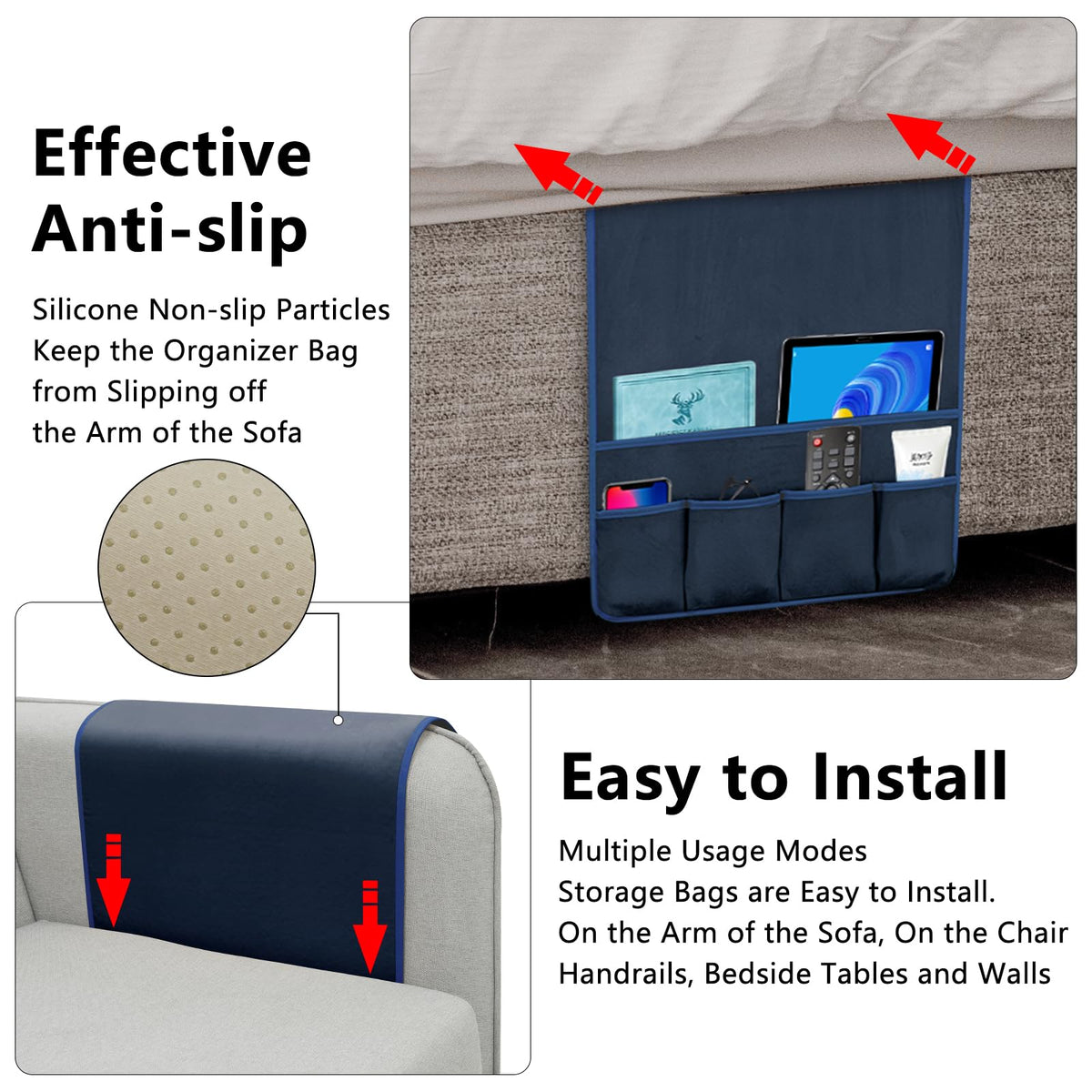 Remote Control Holder for Armchair Caddy, Remote Holder with 5 Pockets