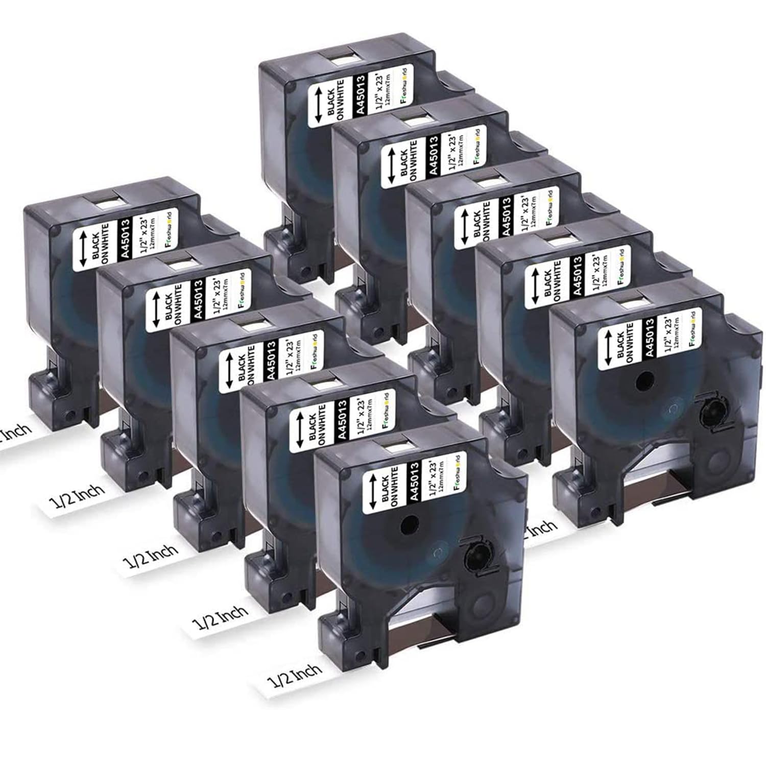 Freshworld 10-Pack 45013 Label Maker Tape Replace for DYMO D1 Label Tape S0720530,Black on