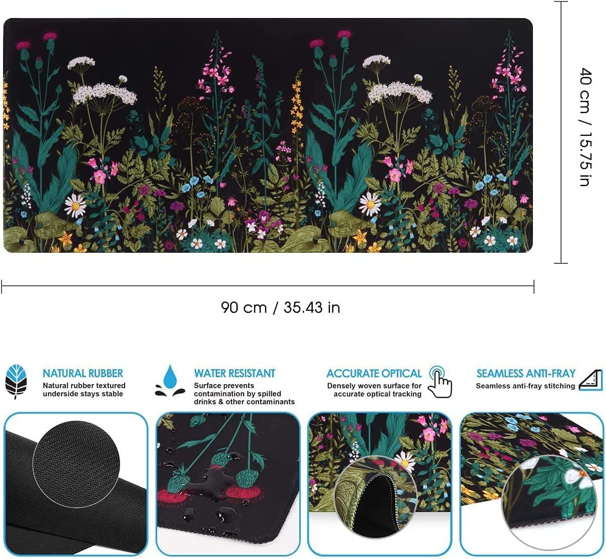 iCasso Desk Mat, Large Desk Mouse Pad for Desk,Home Office - Green Weeds