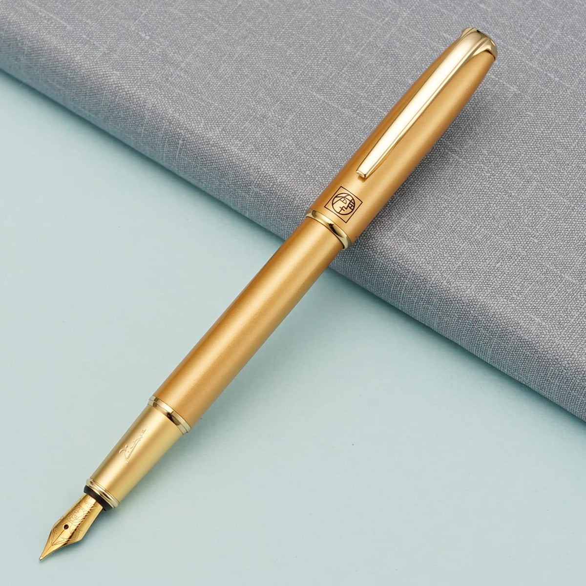erofa Picasso 916 Golden Fountain Pen with Gift Box Writing Pen Set Medium Nib 0.7mm for Office