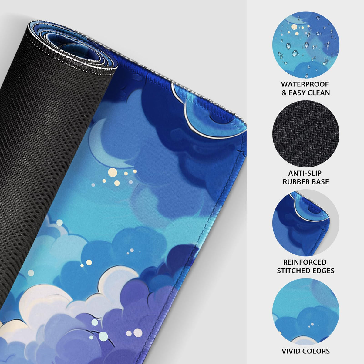 Mcapirivo Blue Nebula Aesthetic Large Gaming Mouse Pad Desk Mat 31.5"x15.7"