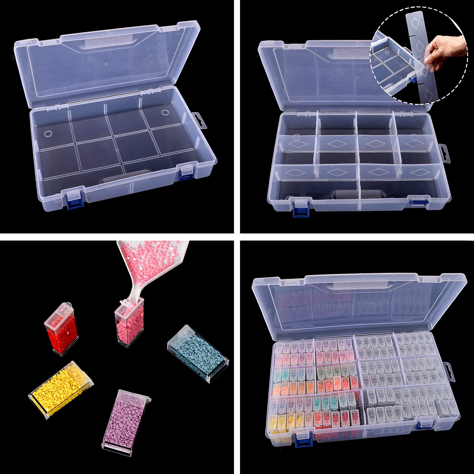 SGHUO Diamond Painting Storage Container 120 Slots Bead Organizer Box Tools