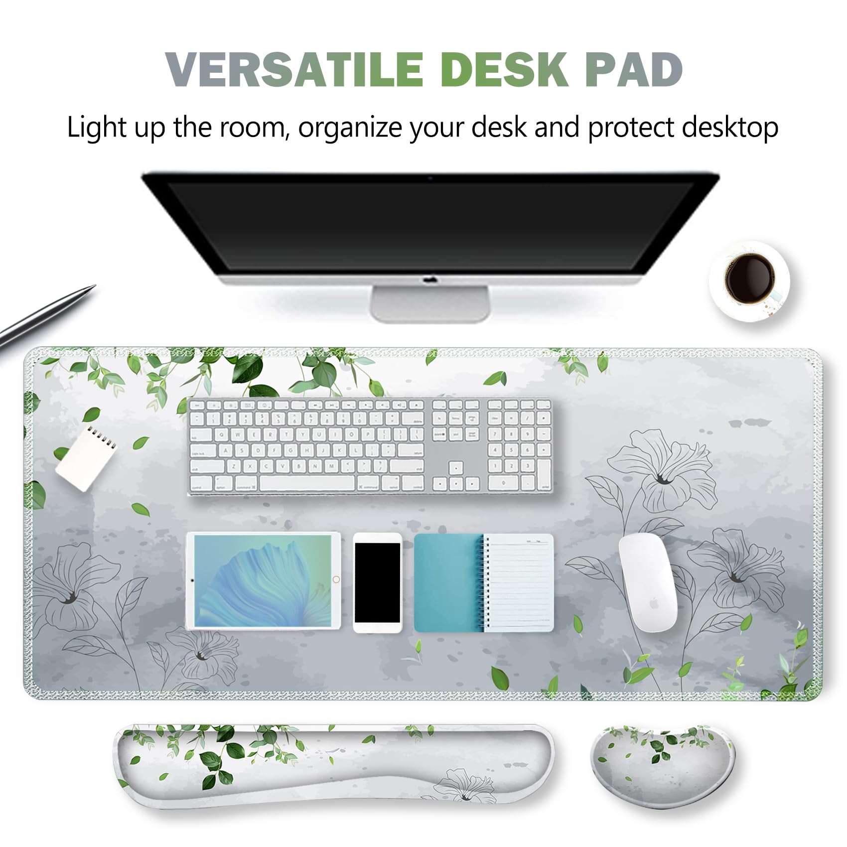 ARTSO Gaming Mouse Pad Wrist Support Set, XXL Large Desk Mat Mousepad + Keyboard Wrist Support+