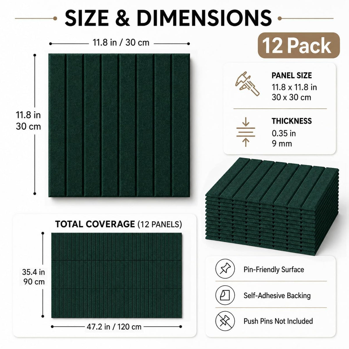 Baysola Stripe Felt Bulletin Board Tiles, Cork Board Alternative 48 x 36 in