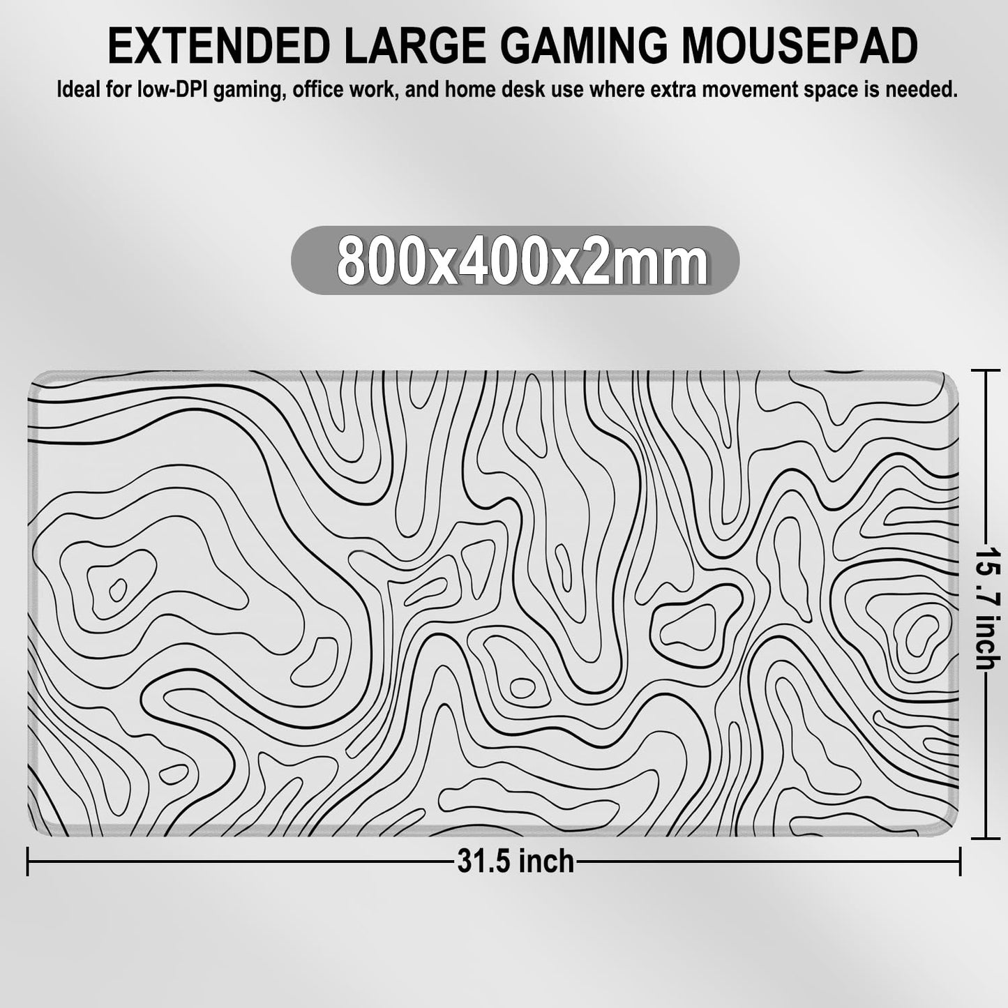Large Gaming Mouse Pad, 31.5 x 15.7 in Mousepad with Stitched Edge, Extended Desk Mat with Non-Slip