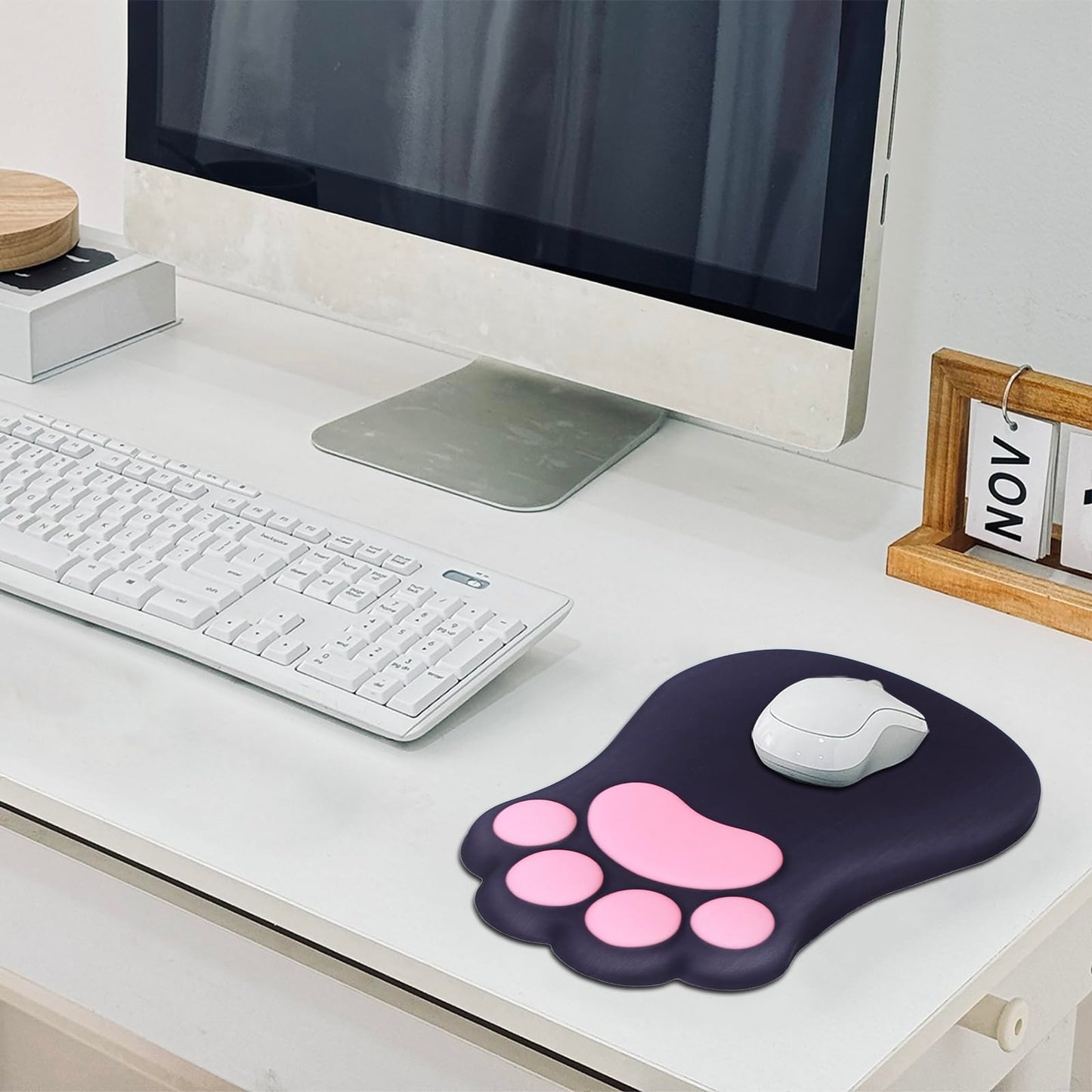 L-SPOUTTO Ergonomic Mouse Pad with Wrist Rest,Black Mouse Pad Wrist Support